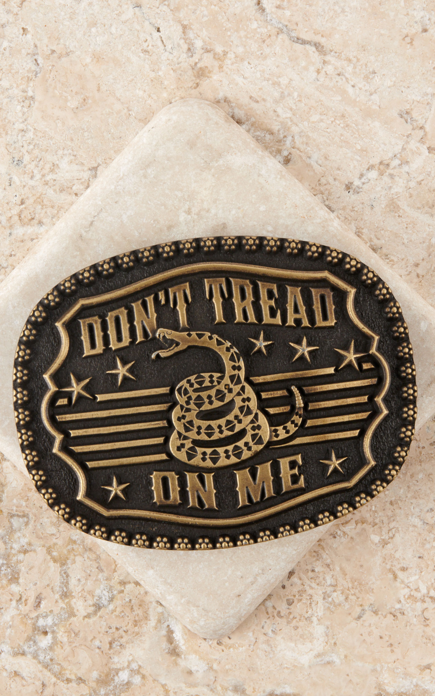 Montana Silversmiths Black with Brushed Gold Don't Tread on Me Belt Buckle - Image 1