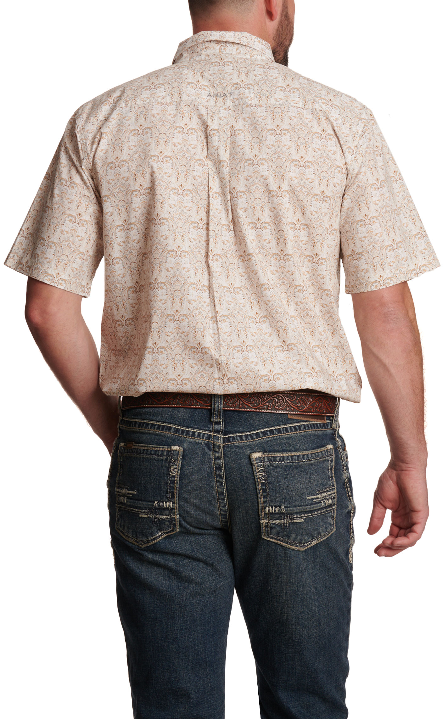 Ariat Men's Wellington Khaki Paisley Print Western Shirt - Image 1