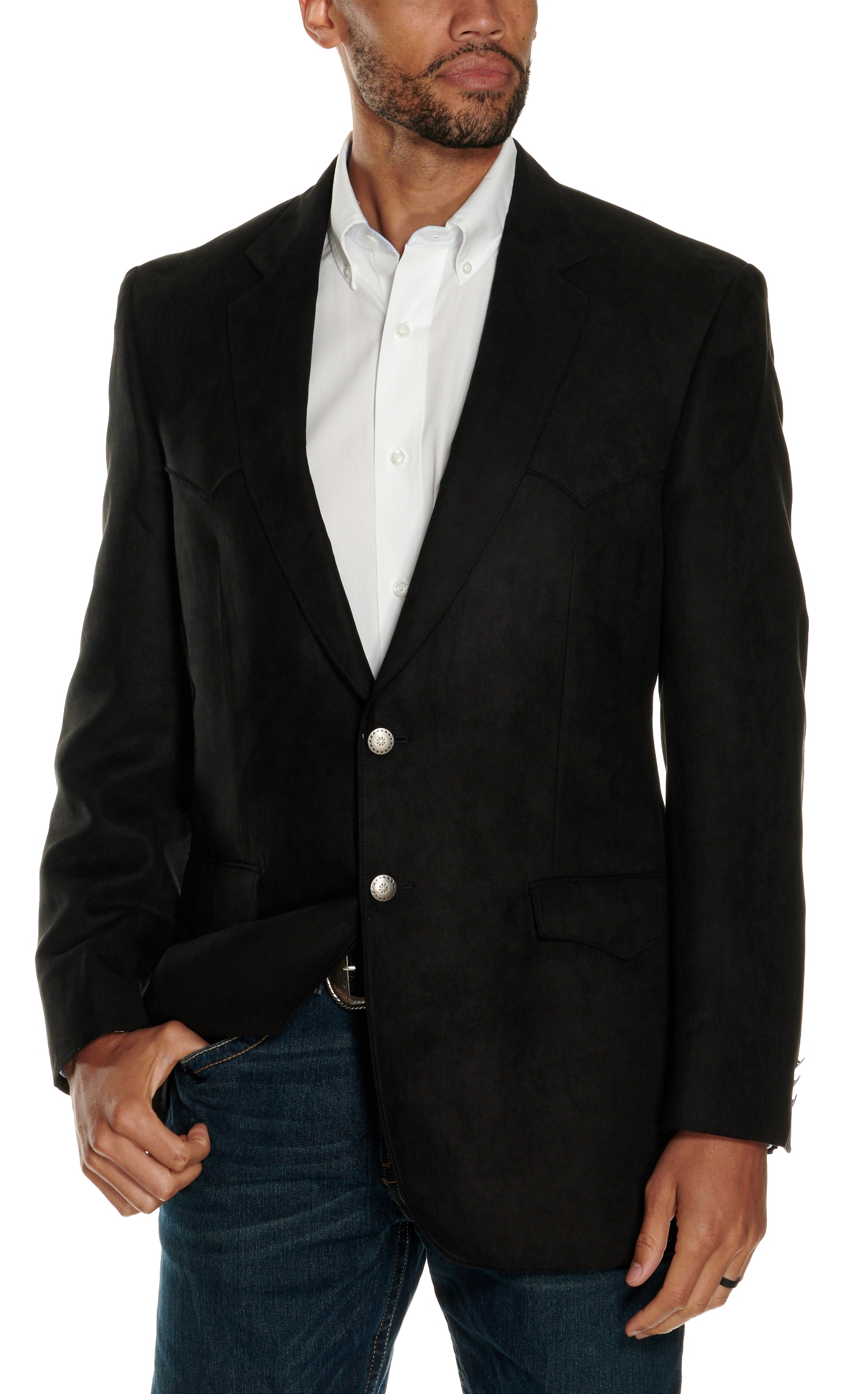 Harmony Western Wear Black Microfiber Sport Coat - Image 1