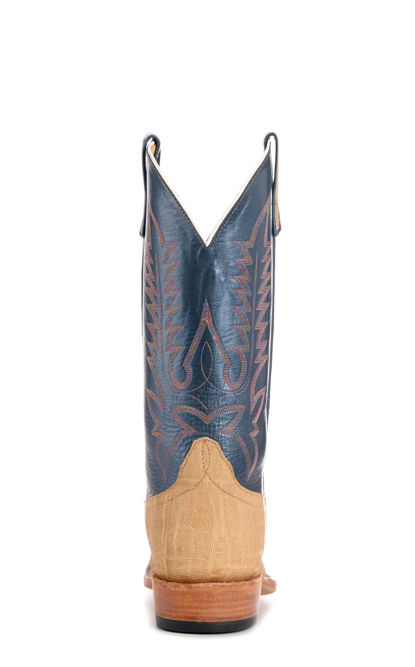 Anderson Bean Men's Regal Blue & Umber Elephant & Kidskin Cutter Toe Cowboy Boots - Image 1