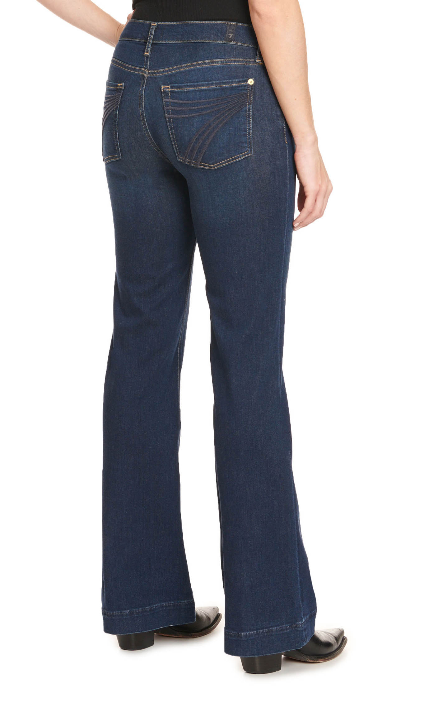 7 for All Mankind Women's Dark Wash Dojo Mid Rise Trouser Jeans - Image 4