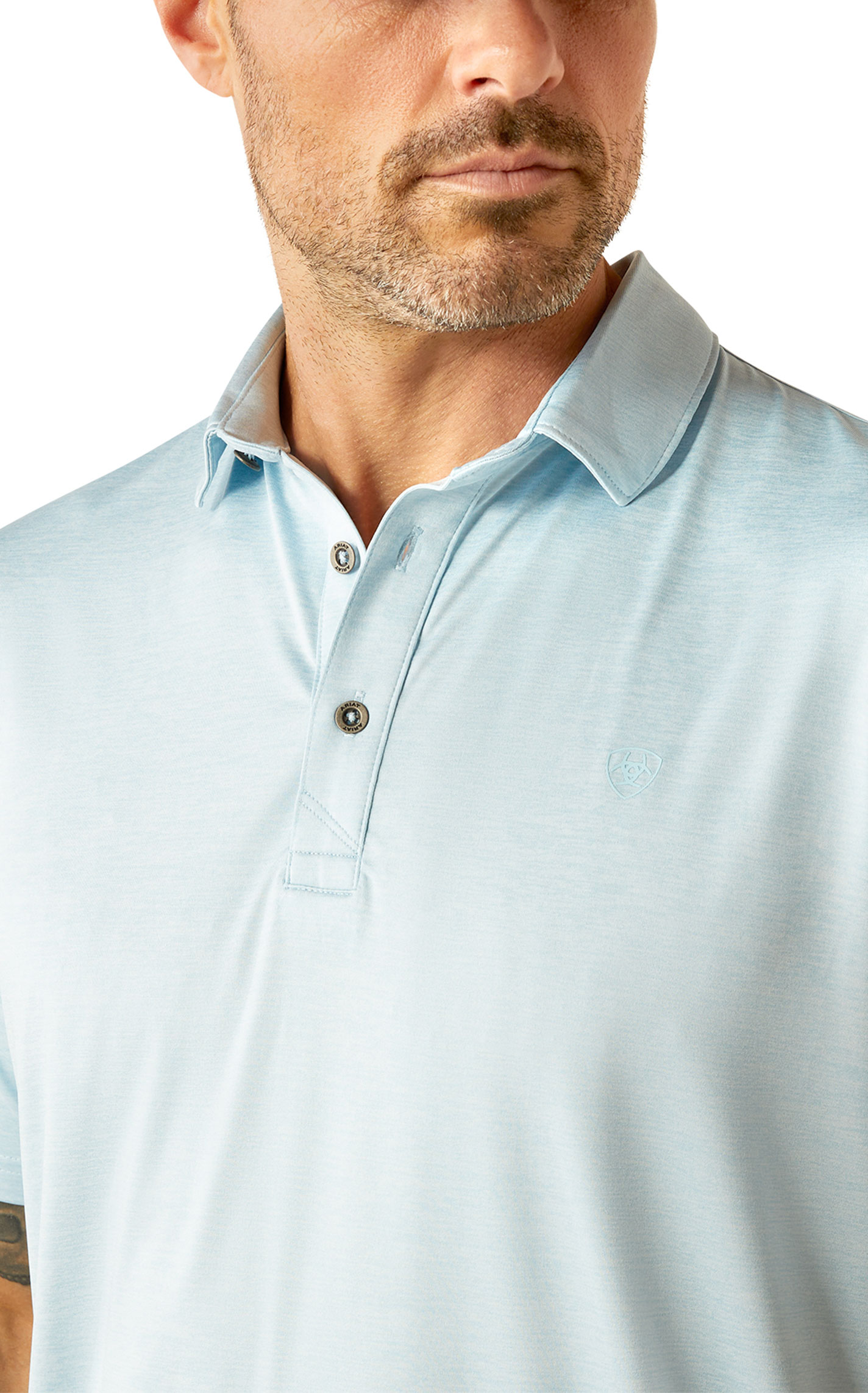 Ariat Men's AriatTEK Charger Sky Blue Polo Shirt - Image 1
