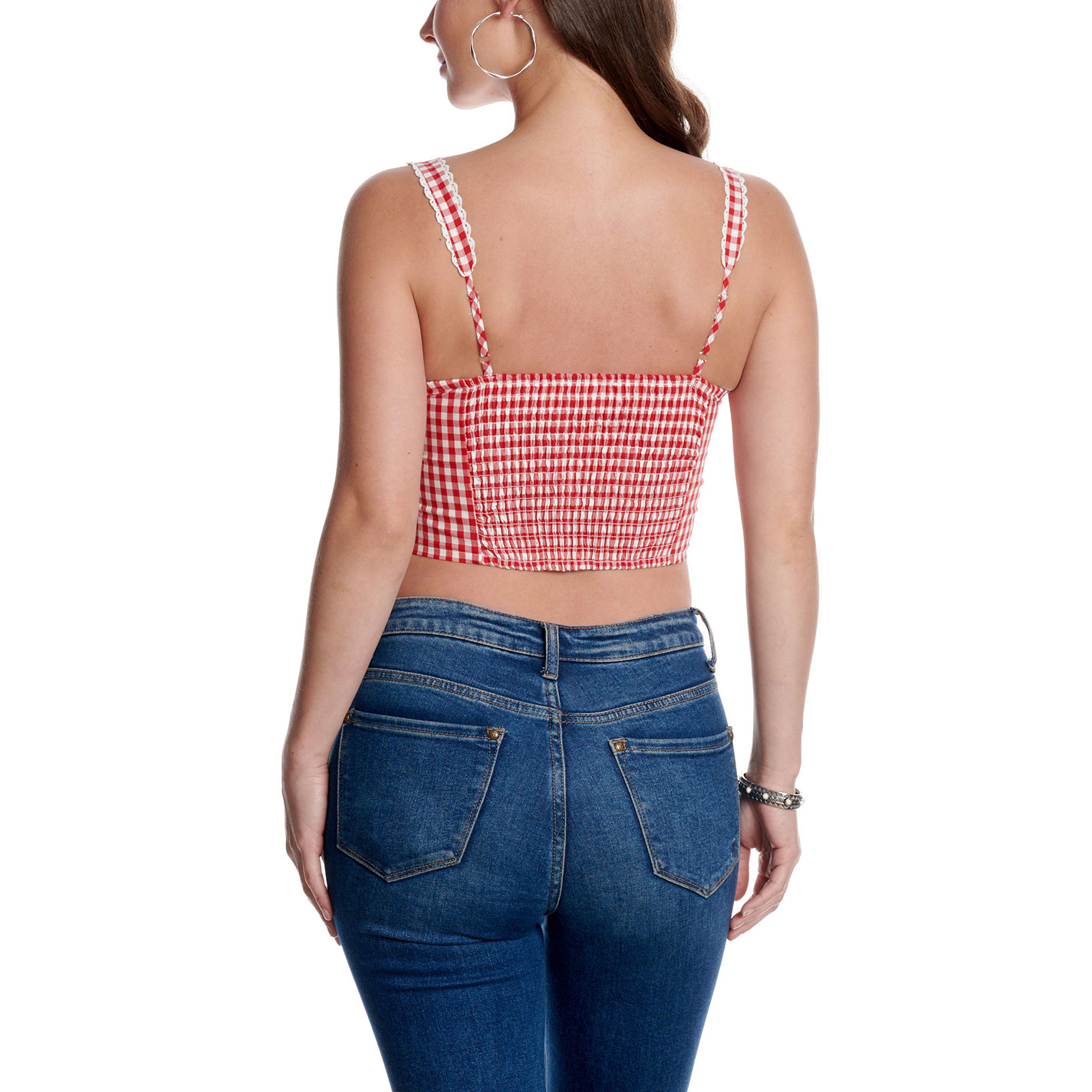 Moa Moa Women's Red & White Gingham Crop Top - Image 3