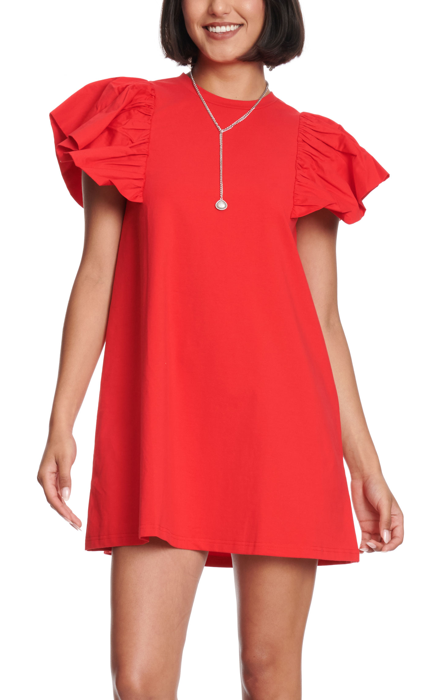 TCEC Women's Red Flutter Sleeve Dress - Image 1