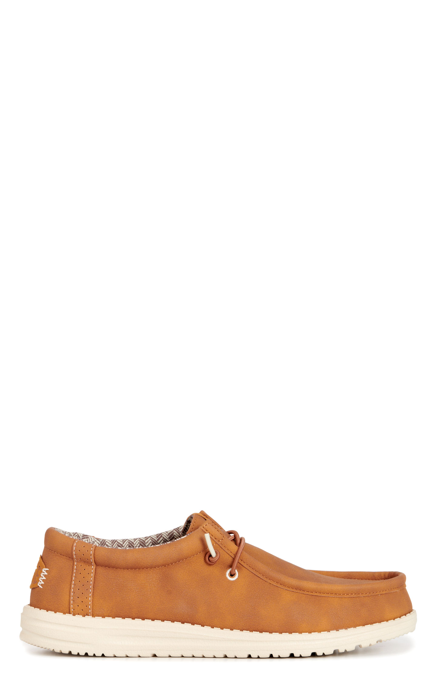 Hey Dude Men's Wally Classic Tan Faux Leather Lace Up Casual Shoes - Image 1