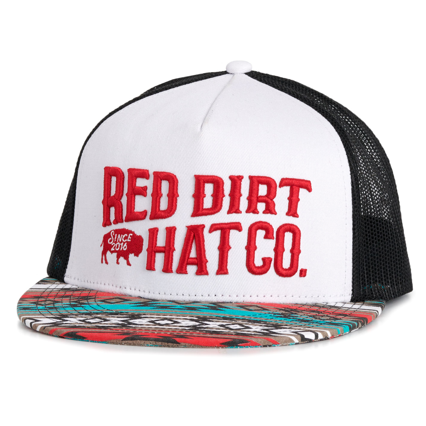 Red Dirt Hat Co. White Black & Red Logo Cap - Image 1