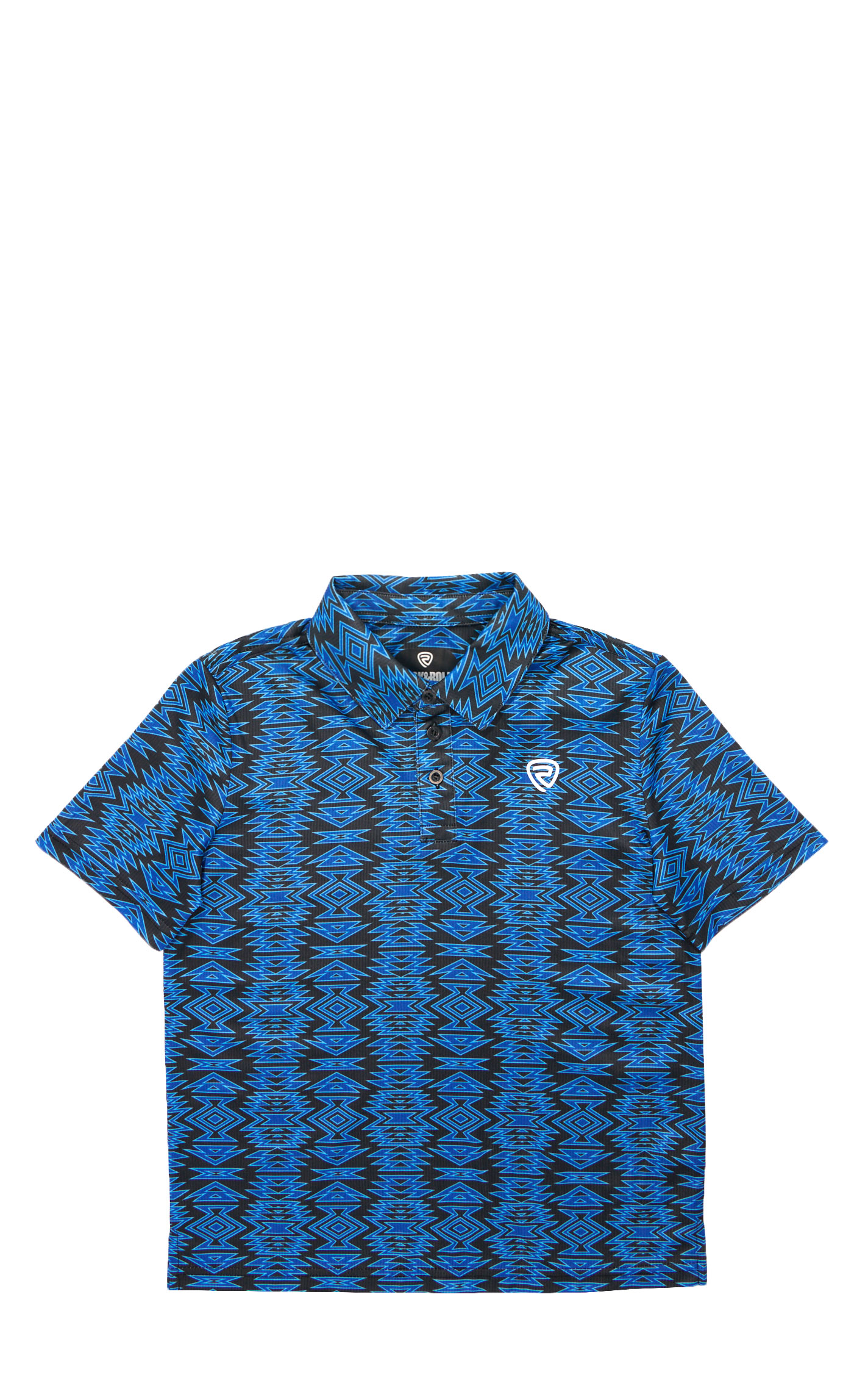 Rock & Roll Denim Boy's Blue Aztec Print Polo Shirt - Image 1