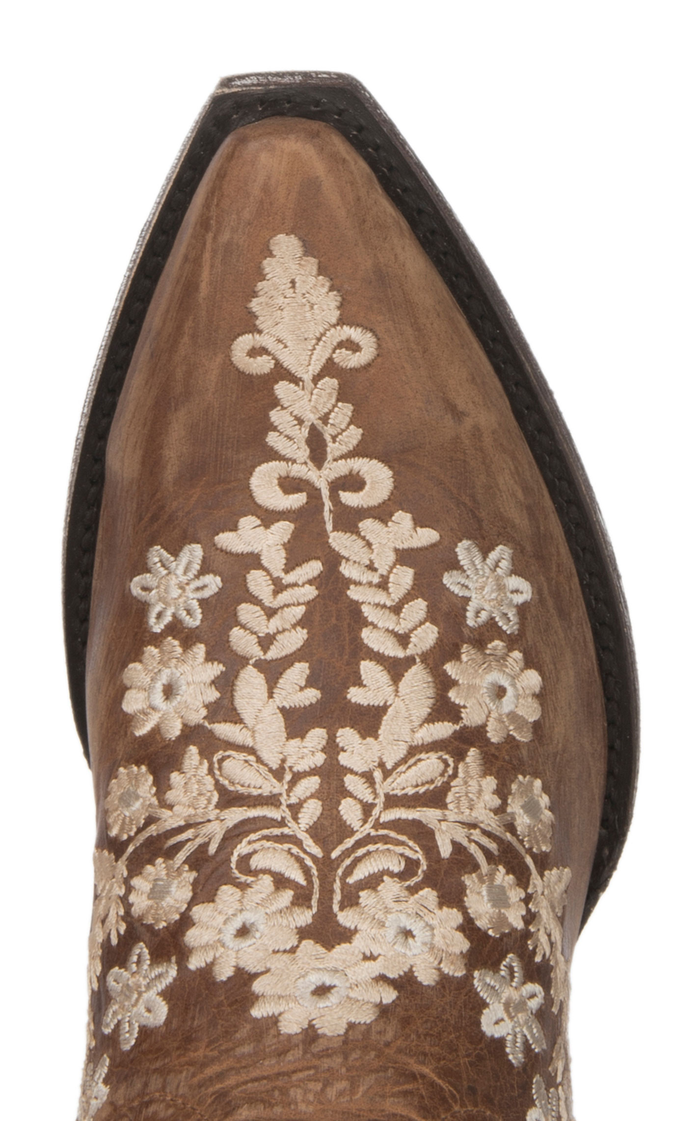 Cavender’s Women’s Chestnut Goatskin Embroidered Snip Toe Cowboy Boots - Image 1