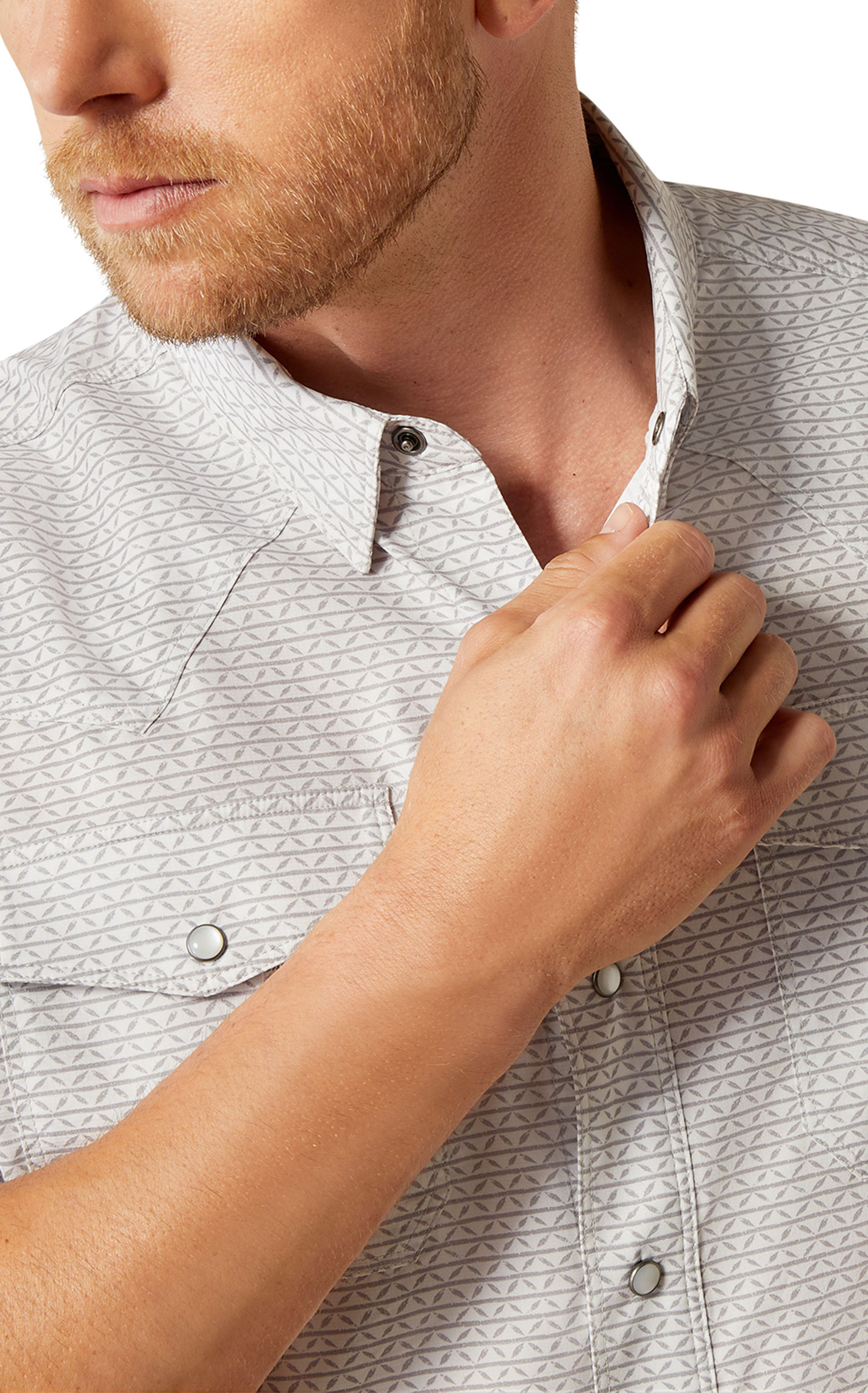 Ariat VentTek White & Gray Geo Print Western Shirt - Image 1