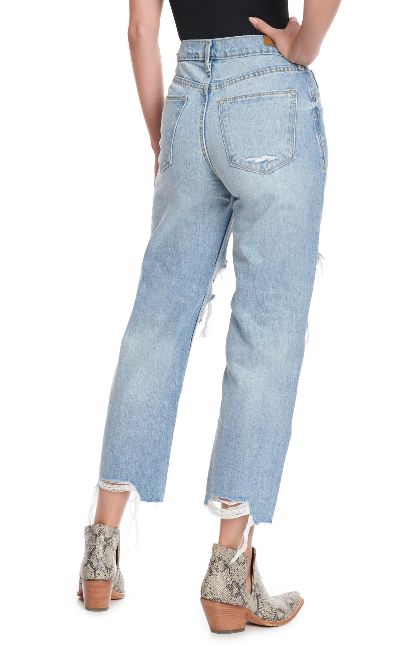 Ariat Women's Light Wash Distressed Ultra High Rise Tomboy Straight Leg Jeans - Image 1