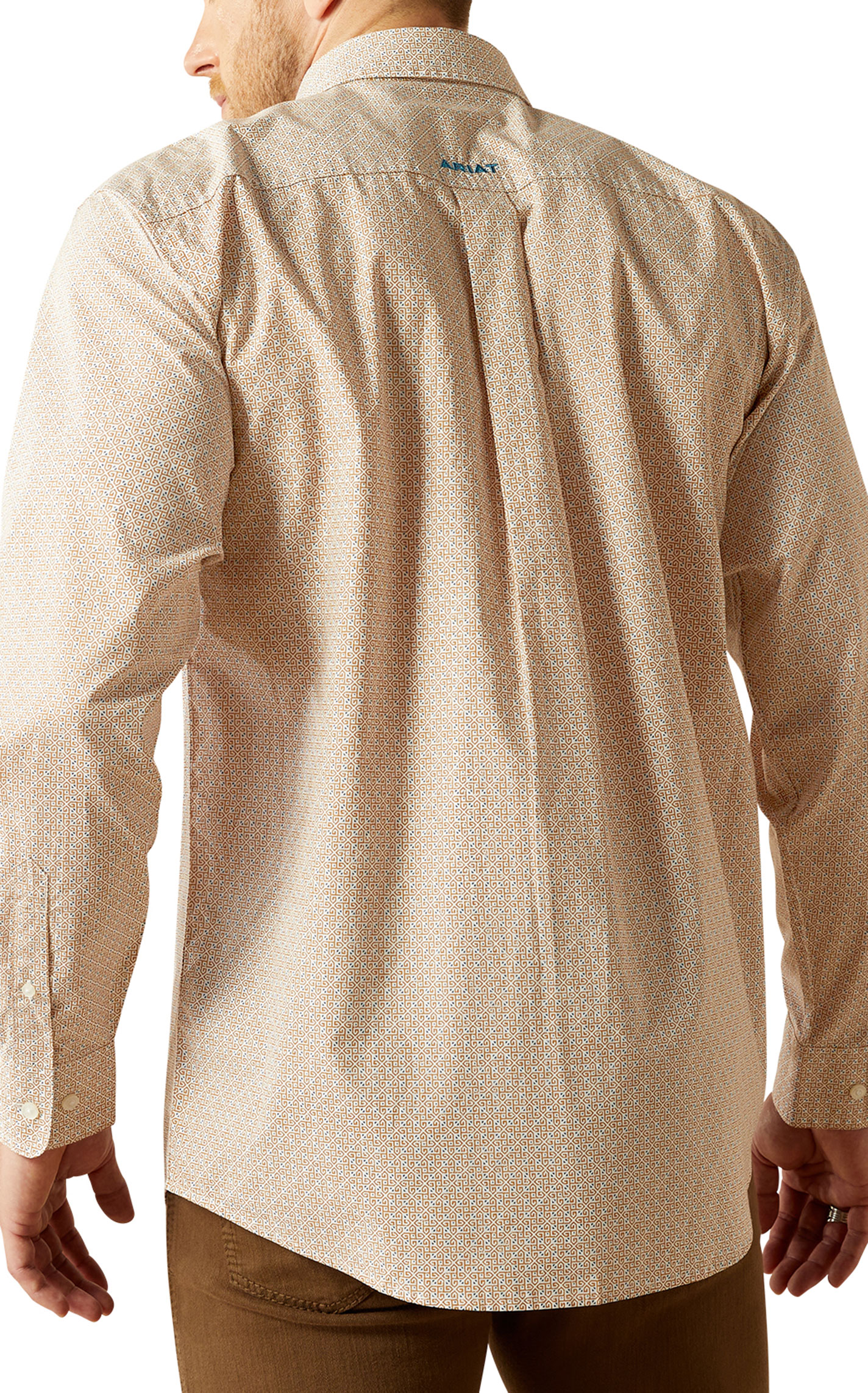 Ariat Men's Johnny Cinnamon & Cream Geo Print Western Shirt - Image 1