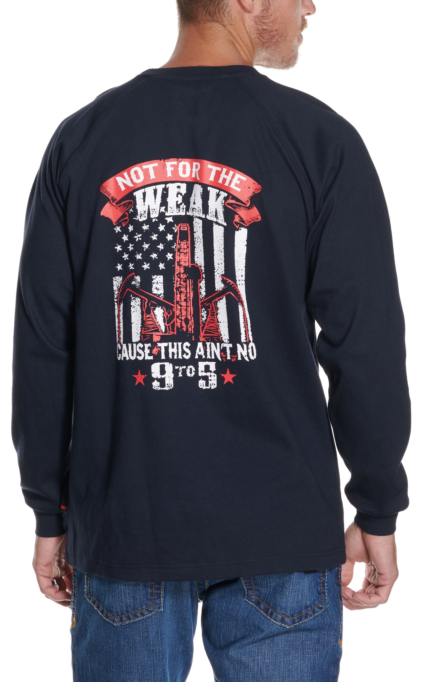 Forge Men's Navy Not For the Weak American Flag Long Sleeve FR T-Shirt - Image 1