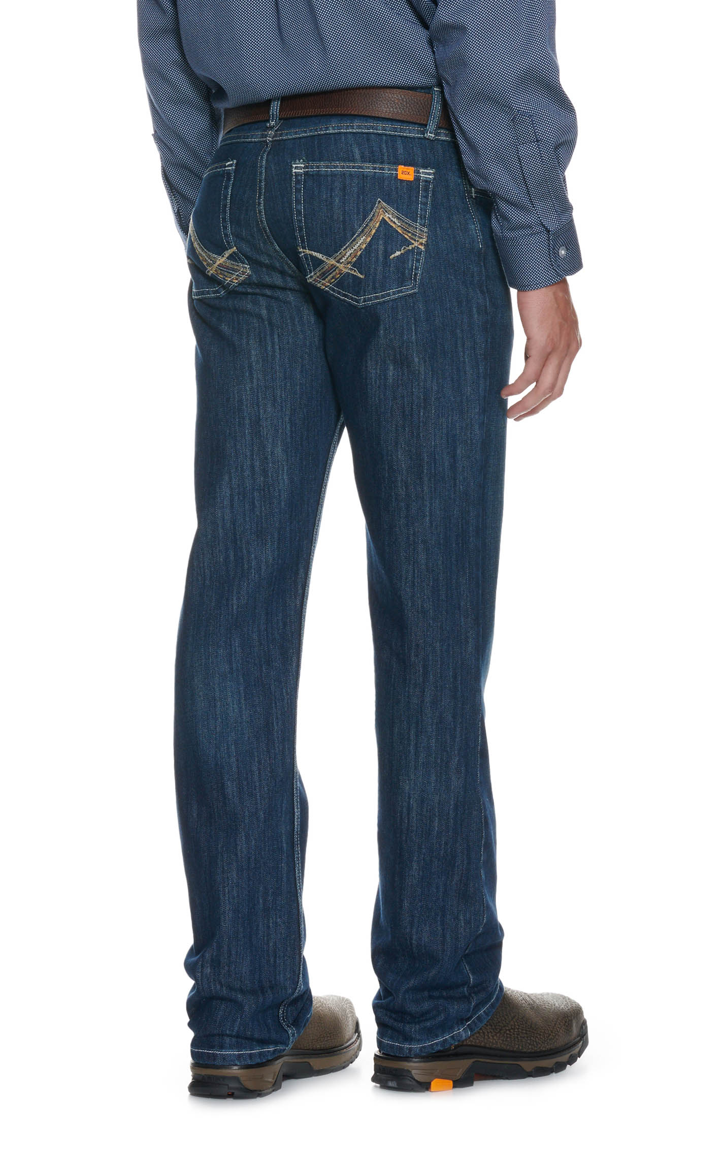 Wrangler 20X No. 42 Men's FR Dark Wash Boot Cut Work Jeans - Image 1