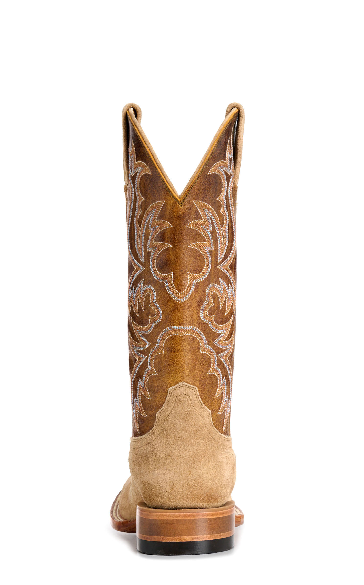 Cavender’s Women’s Camel Suede and Brown Maricopa Horseman Wide Square Toe Cowboy Boots - Image 1