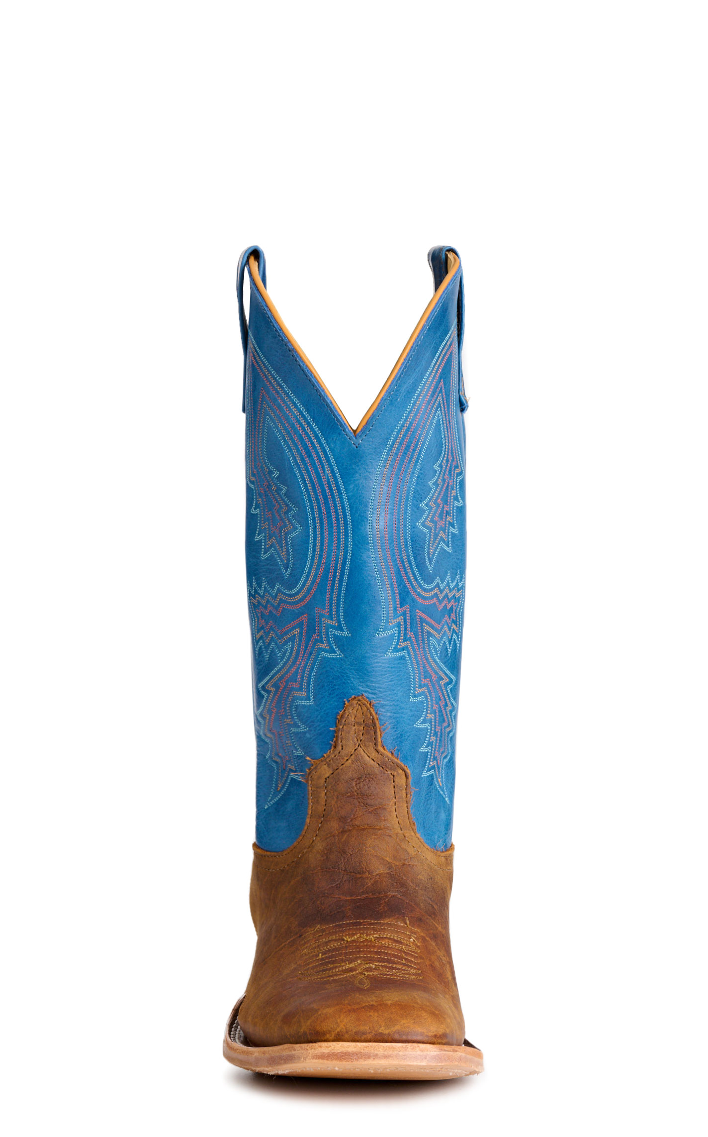 Anderson Bean Men's Natural Bison & Avatar Blue Wide Square Toe Cowboy Boots - Image 6