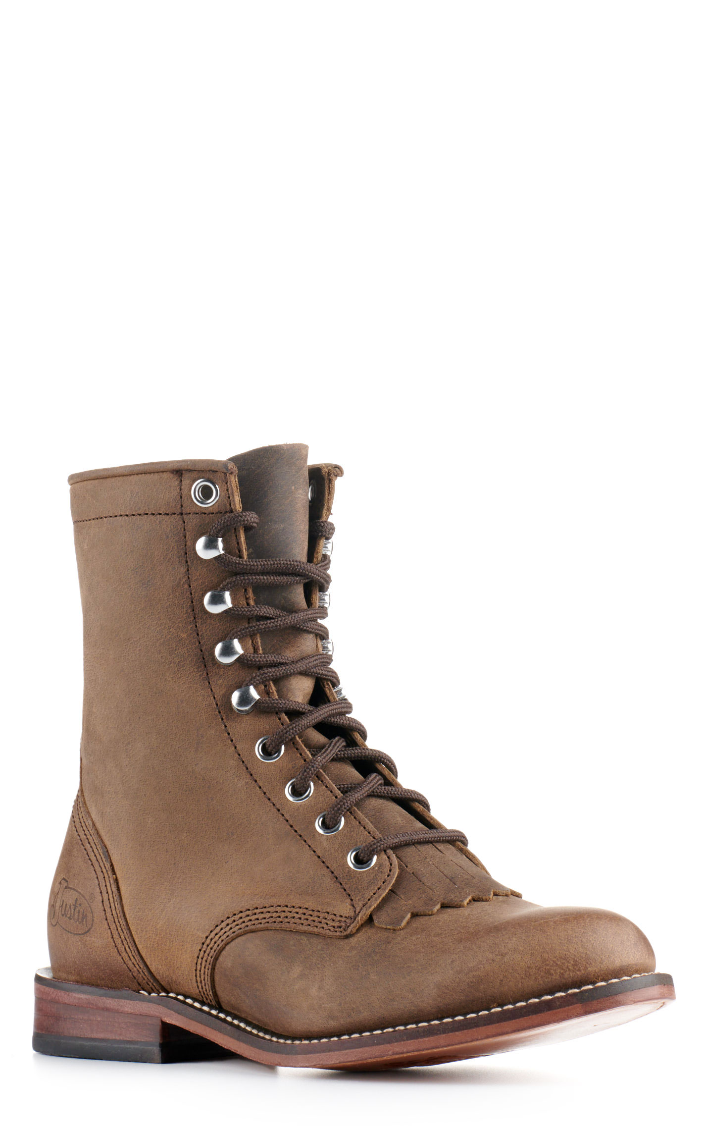 Justin Women's McKean Khaki Round Toe Lace Up Roper Boot - Image 1