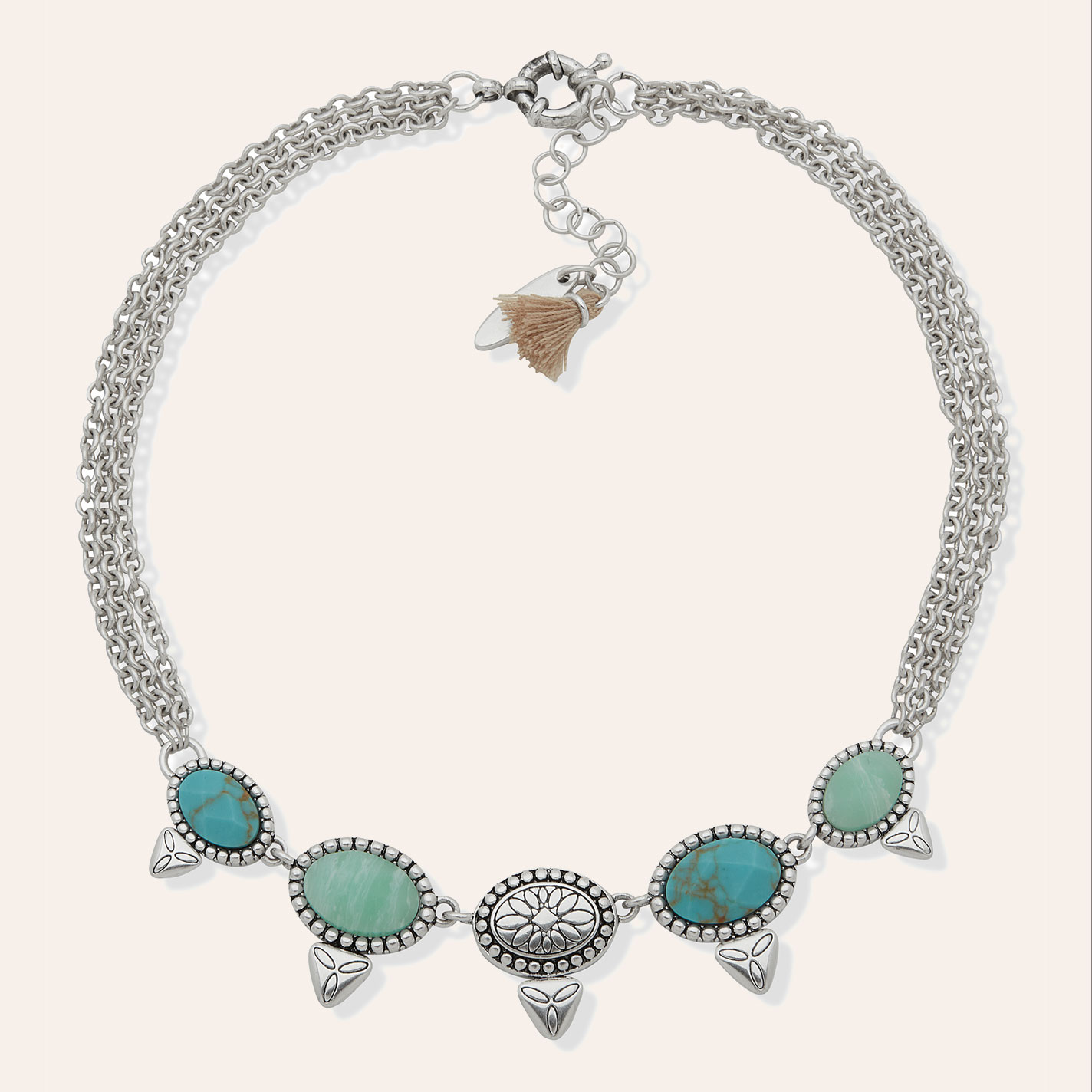 Lainey Wilson Silver & Turquoise Oval Stones Boot Chain - Image 1
