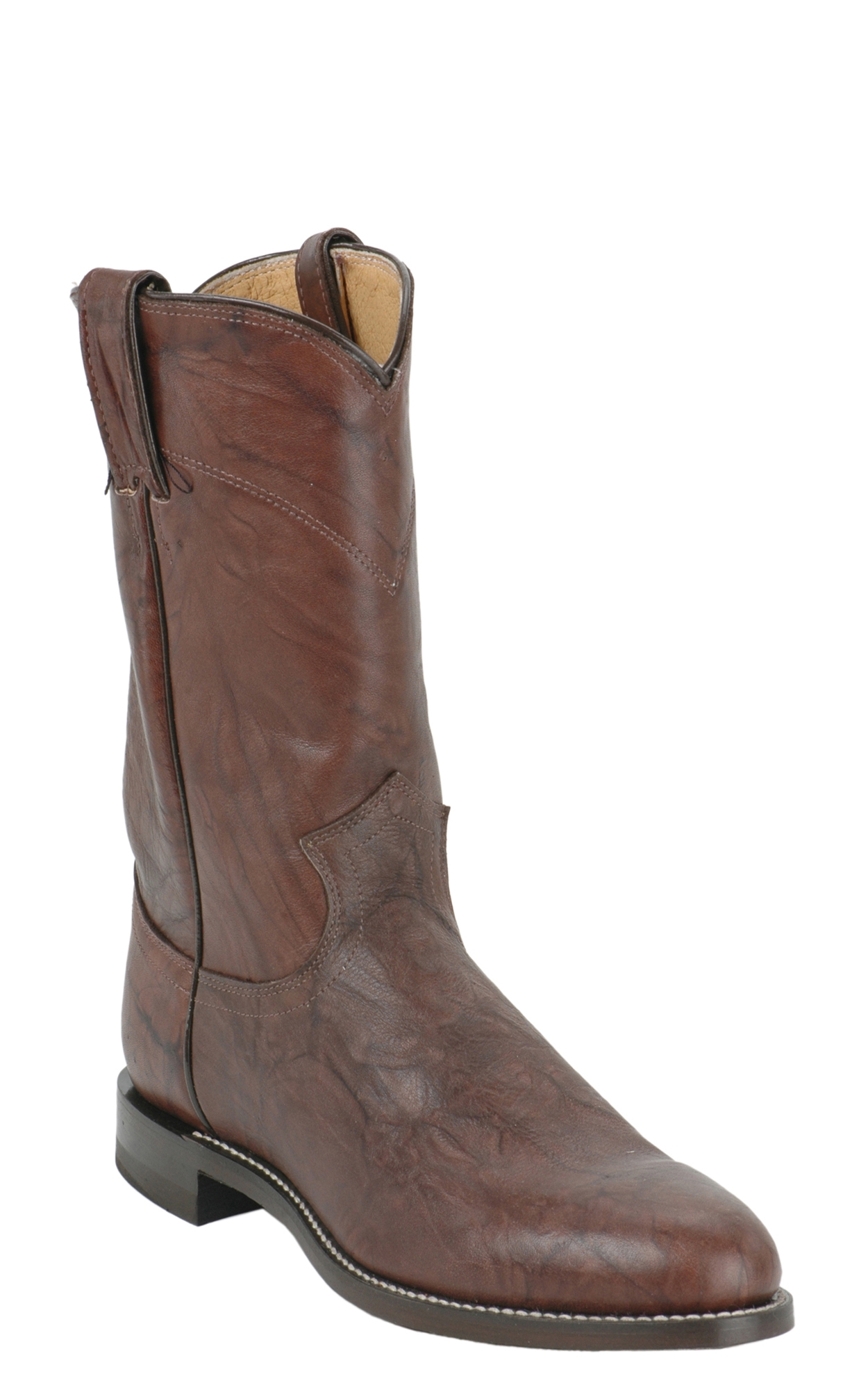 Justin Men's Dark Brown Marbled Deerlite Premium Leather Roper Boots - Image 1