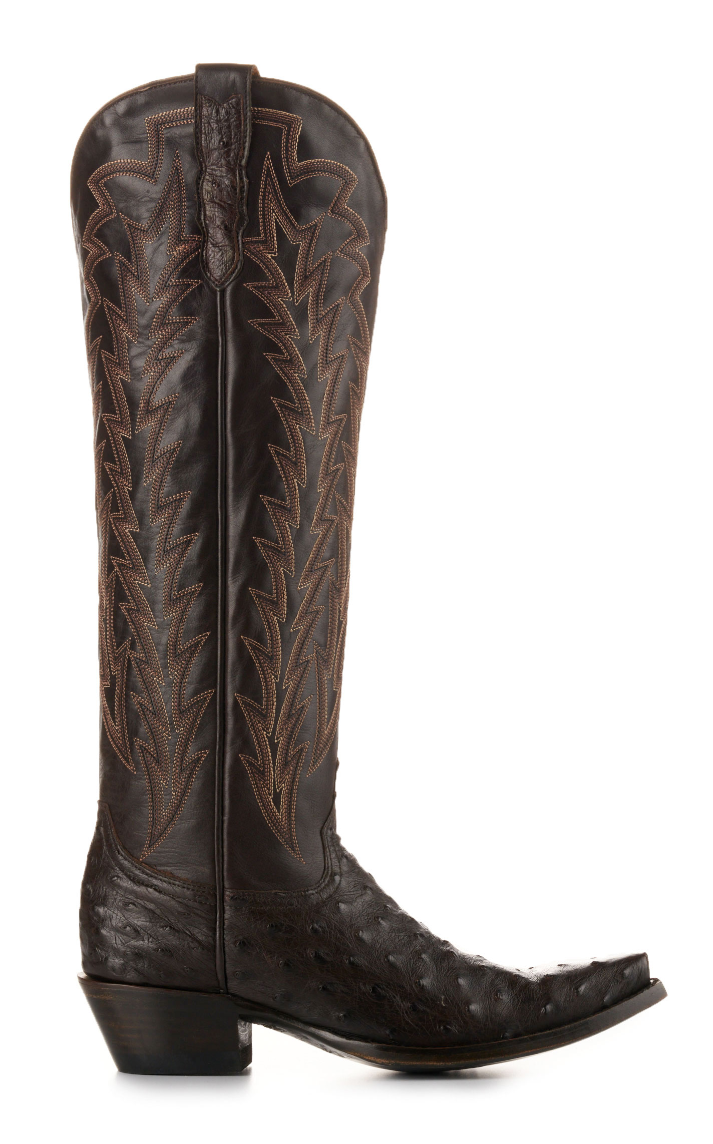 JRC & Sons Women’s Jacqueline Nicotine Full Quill Ostrich Snip Toe Tall Cowboy Boots - Image 1