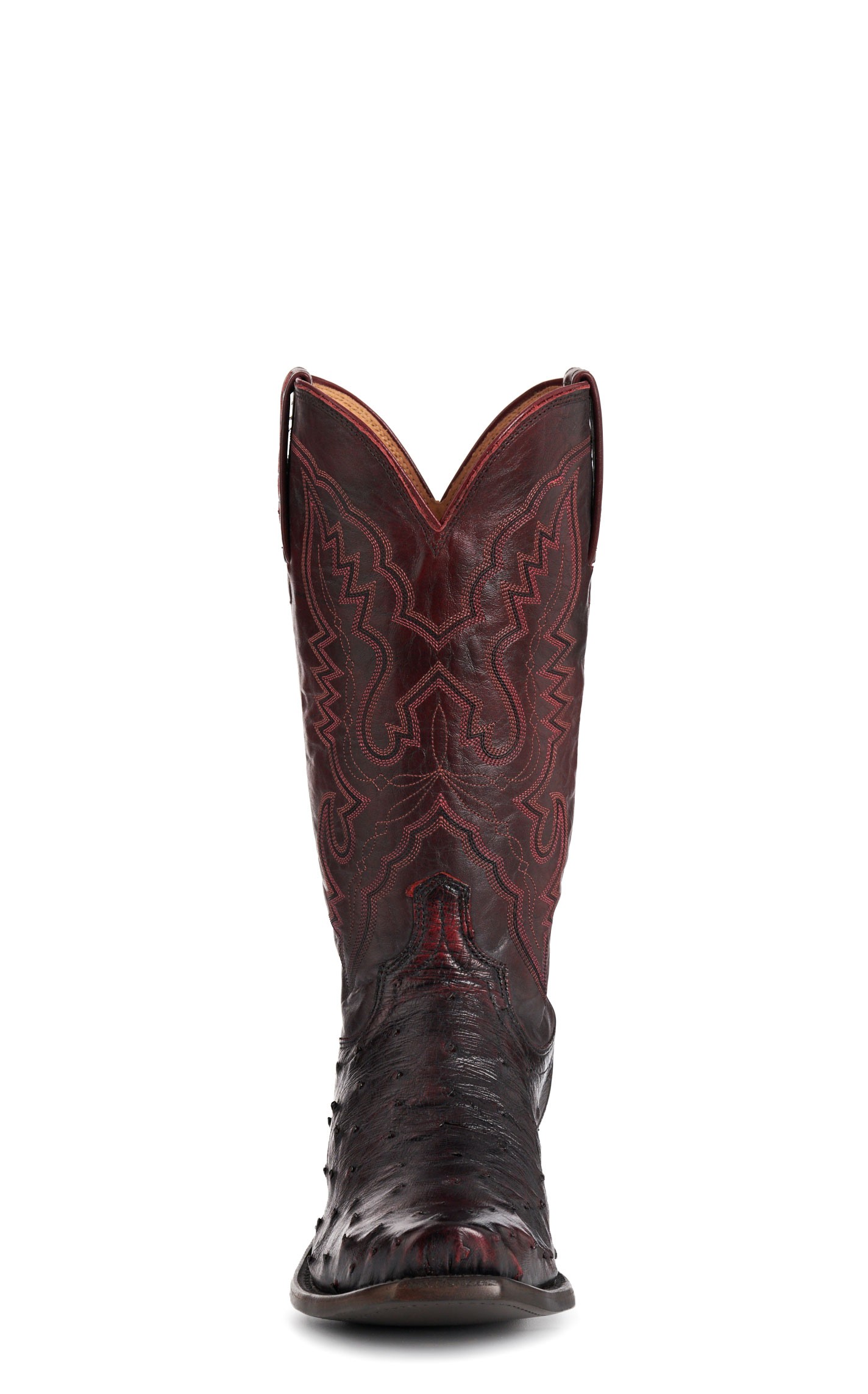 Lucchese Men’s Black Cherry Full Quill Ostrich 7 Toe Exotic Cowboy Boots - Image 1