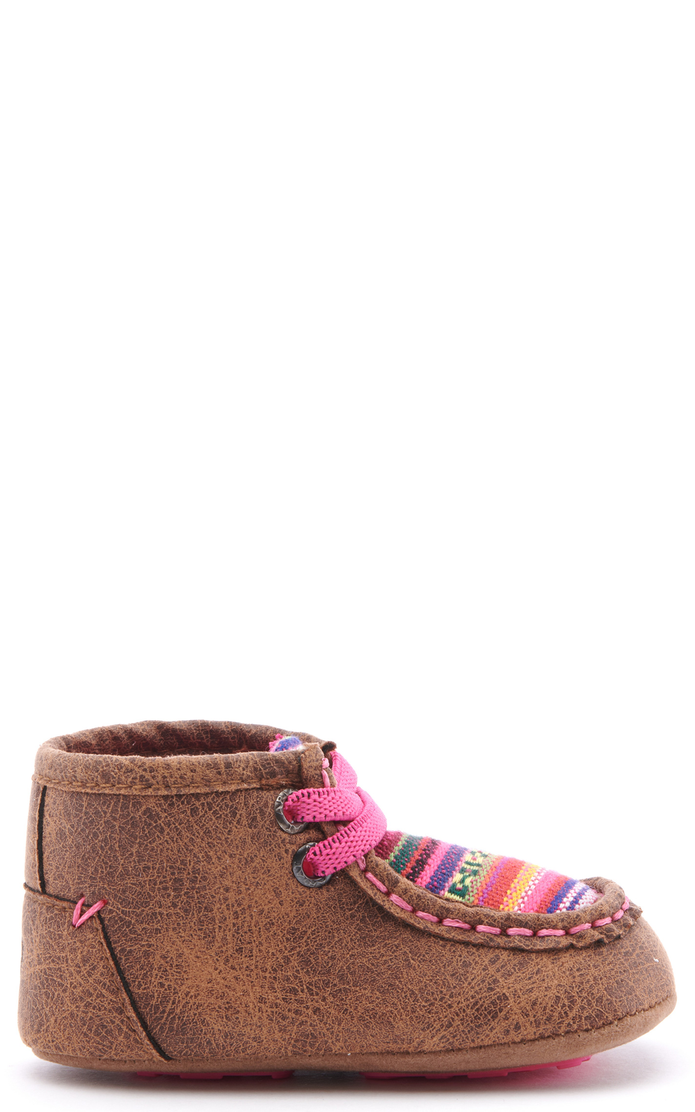 Ariat Infant Lil Stompers Brown and Pink Serape Print Moc Toe Shoes - Image 1