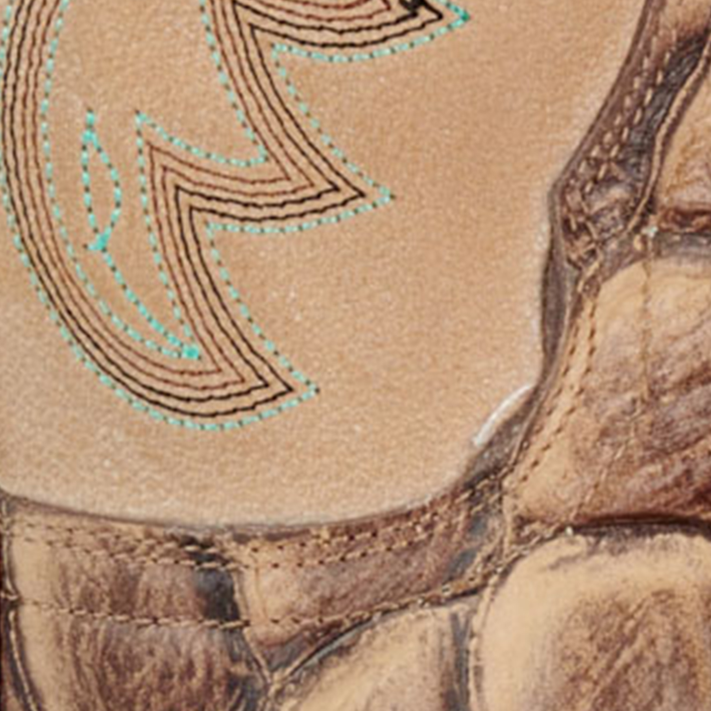 Cavender's Women's Intrepid Sand Pirarucu Print and Cream Wide Square Toe Cowboy Boots - Image 1