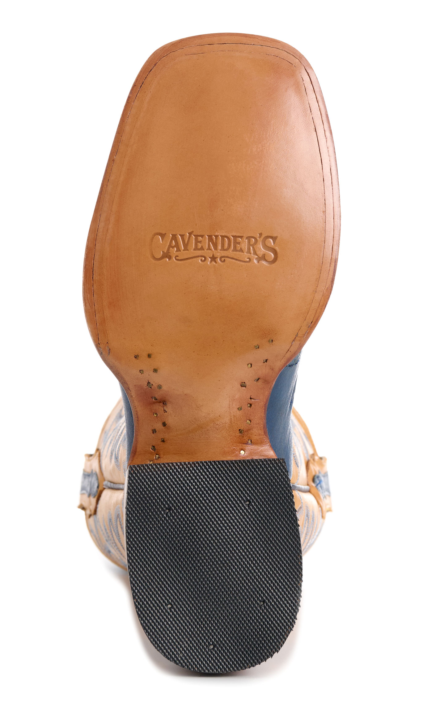 Cavender's Women's Blue Ostrich & Honey Wide Square Toe Cowboy Boots - Image 1