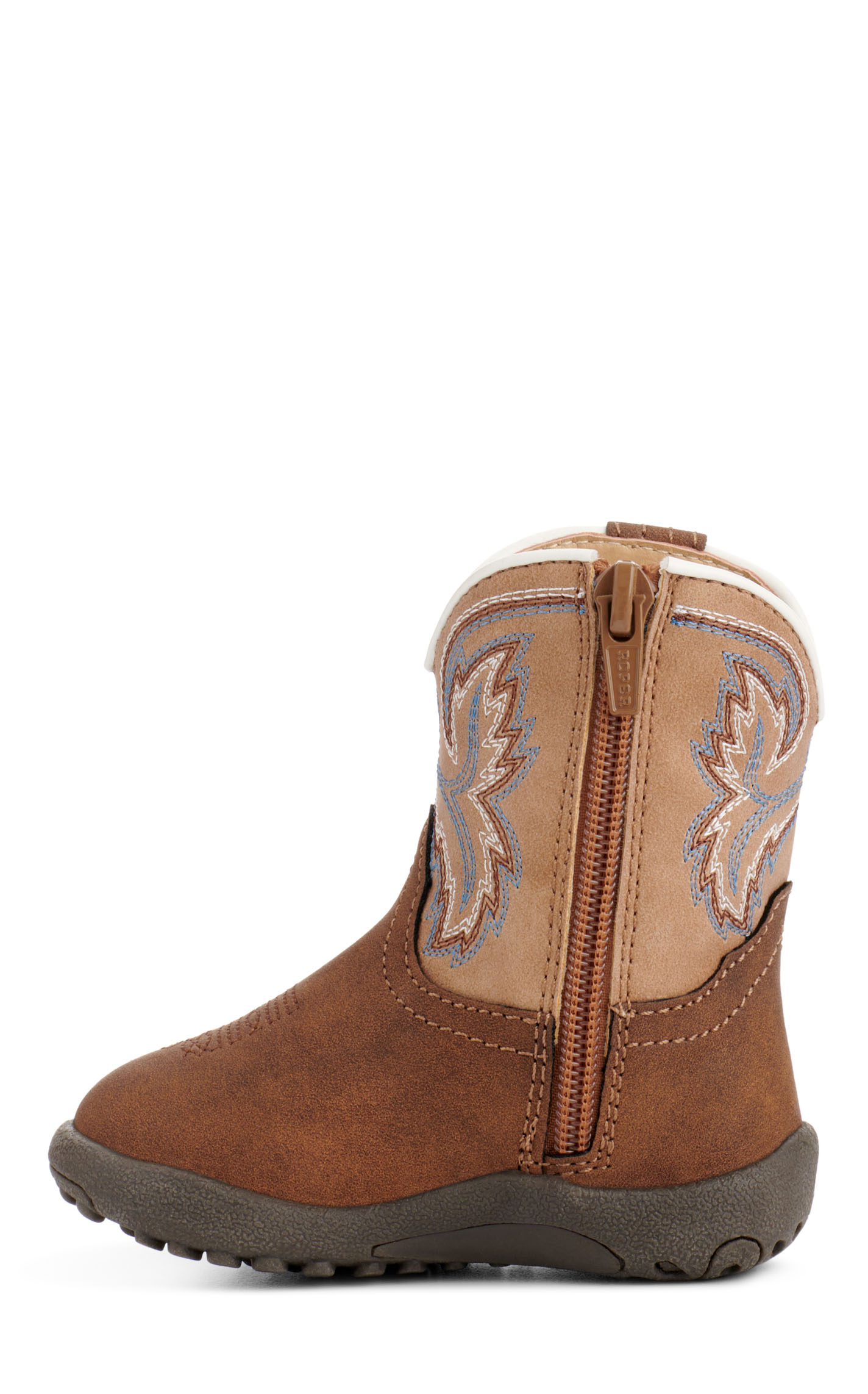 Roper Infant Eastwood Brown and Tan Faux Leather Round Toe Cowboy Boots - Image 1