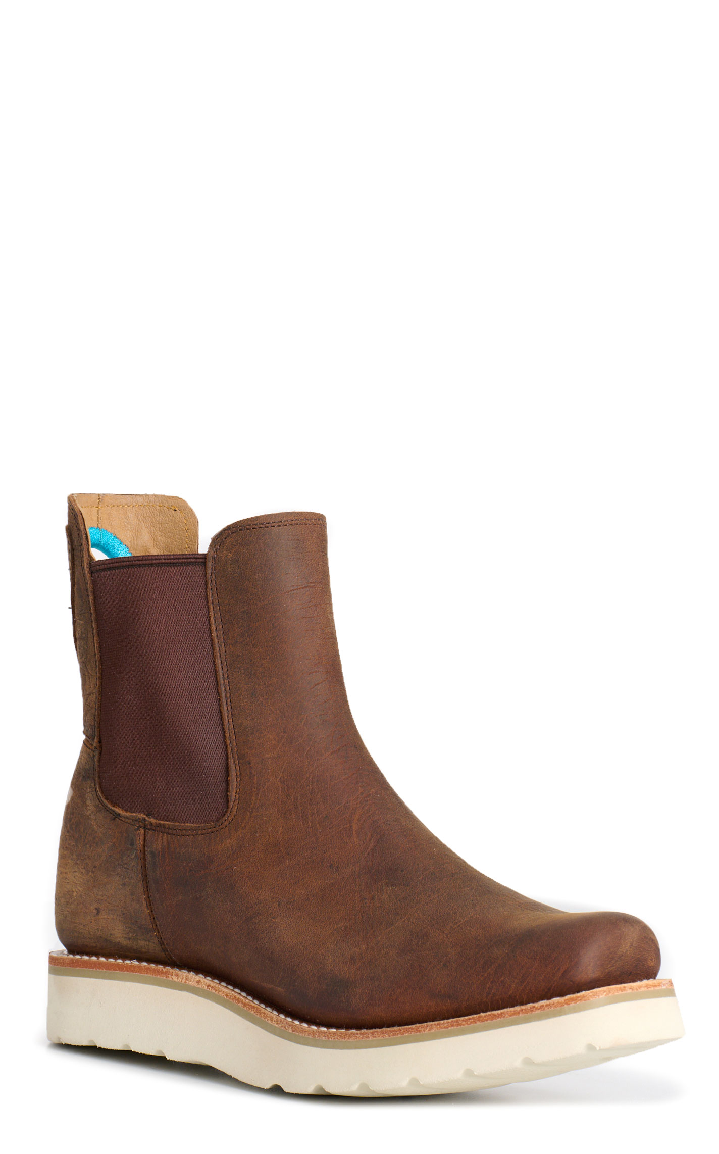 Anderson Bean Women's Macie Bean Distressed Brown Square Toe Wedge Booties - Image 1