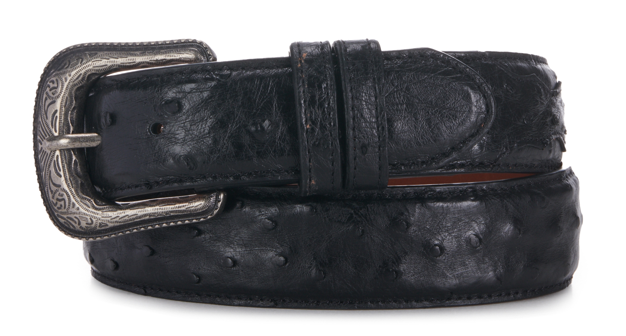 Cavender's Men's Black Full Quill Ostrich Exotic Western Belt - Image 1
