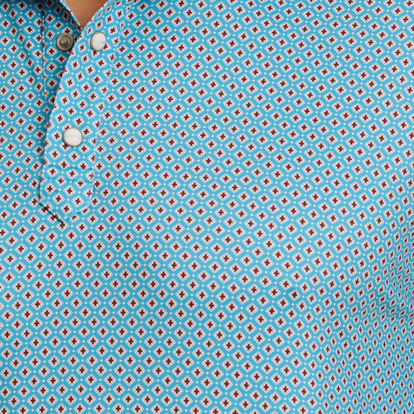 Rafter C Men's Turquoise Geo Print Polo Shirt - Image 1