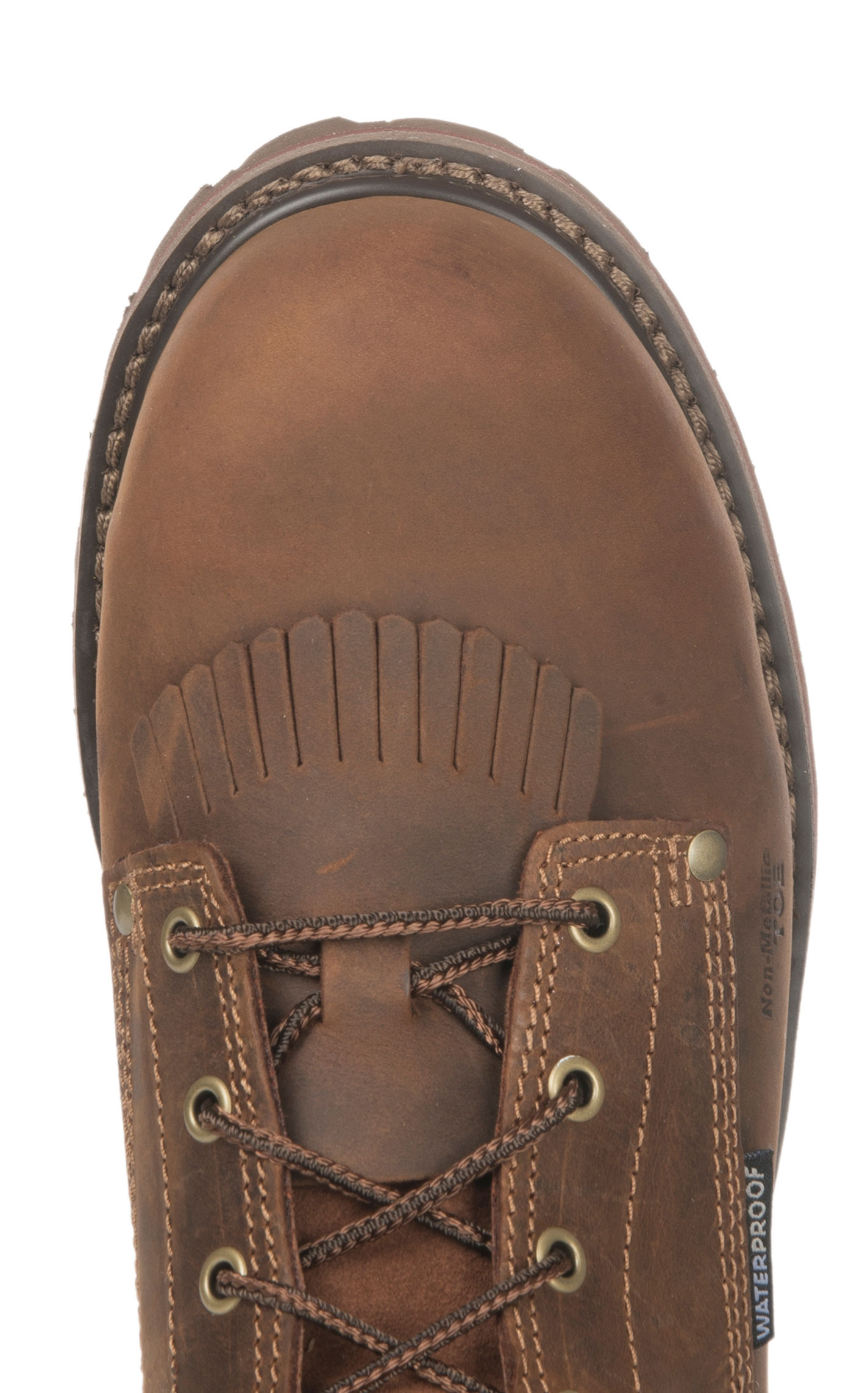 Carolina Men's Distressed Brown Waterproof Round Composite Toe Lace Up Work Boot - Image 1