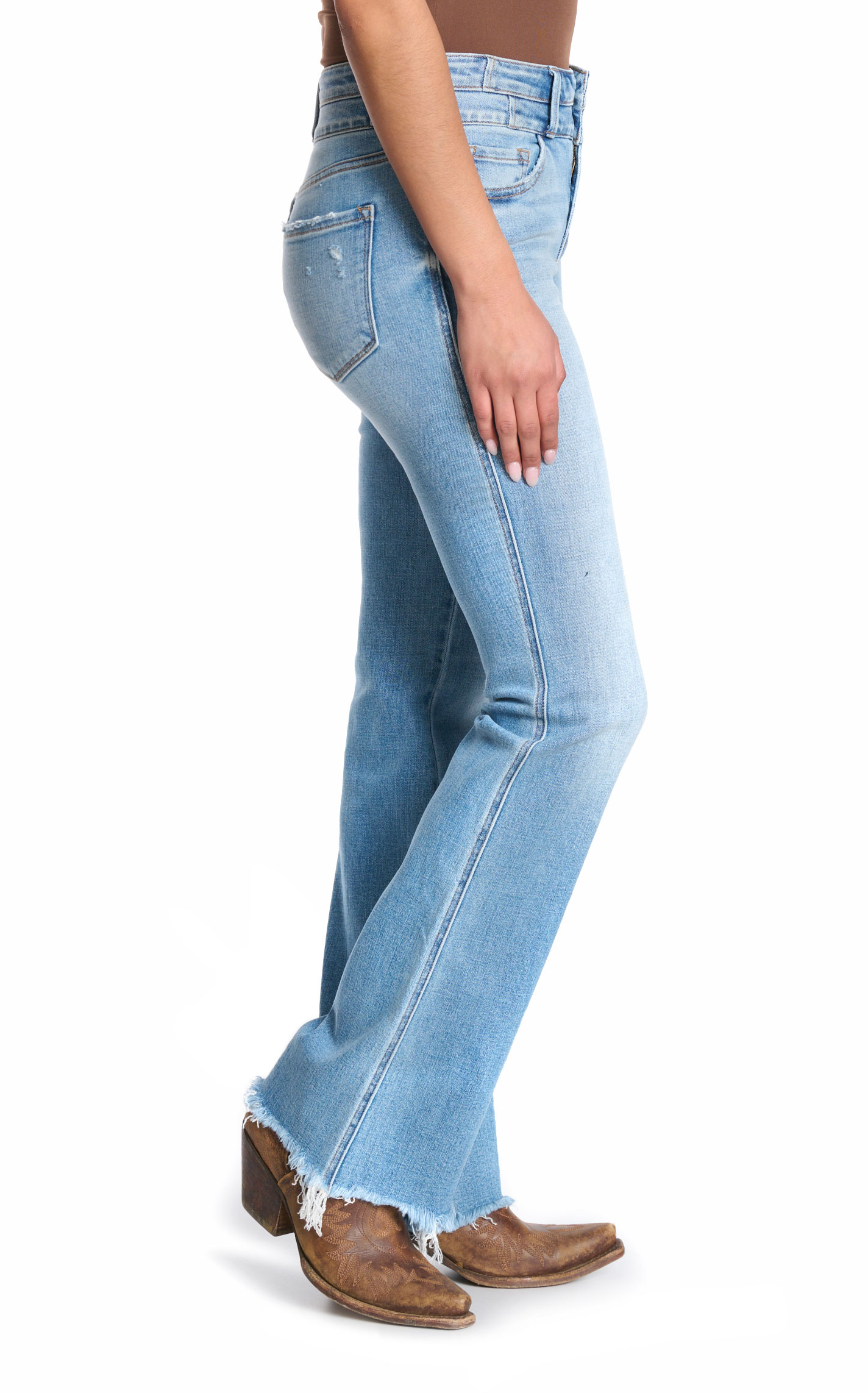 Vervet Women's Light Wash Distressed Boot Cut Jeans - Image 1