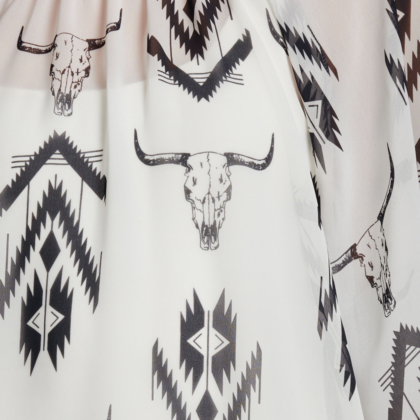 Cowgirl Hardware Women's Aztec Steer Print Chiffon Top - Image 1