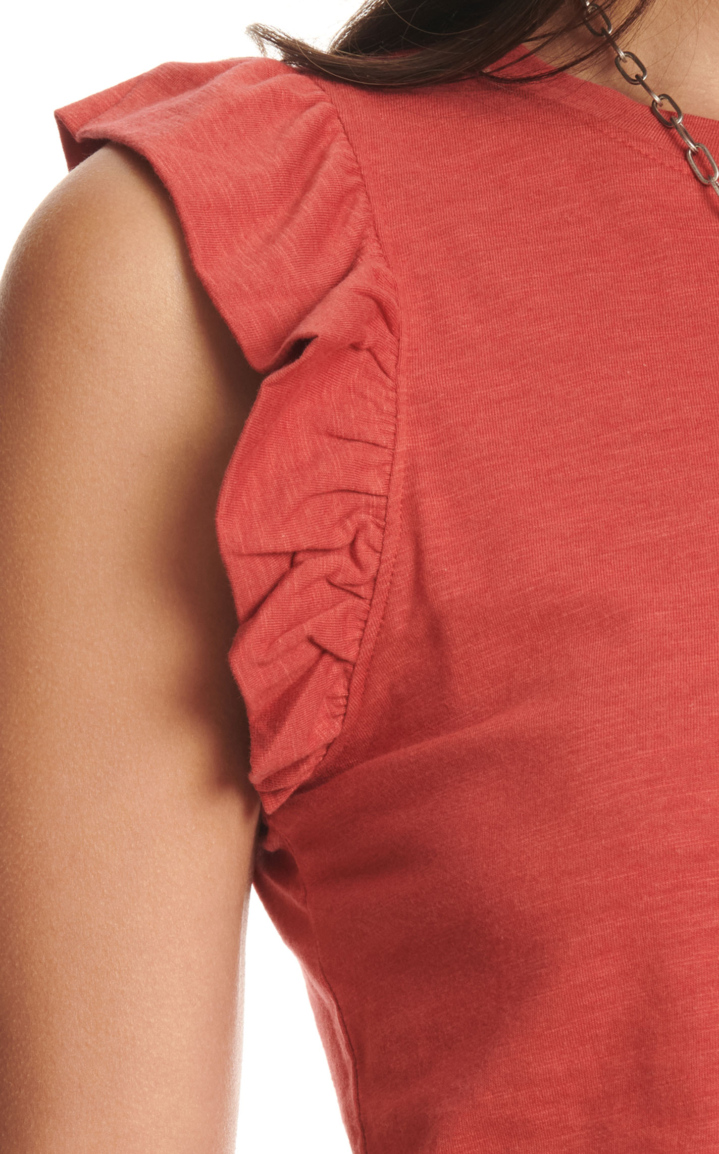 Another Love Women's Soft Pomegranate Short Ruffle Top - Image 1