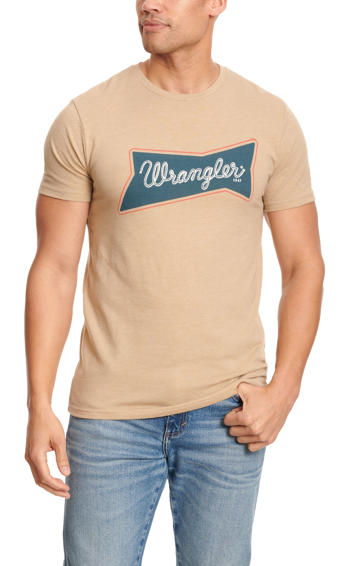 Wrangler Men's Caramel Latte & Logo Graphic Short Sleeve T-Shirt - Image 1