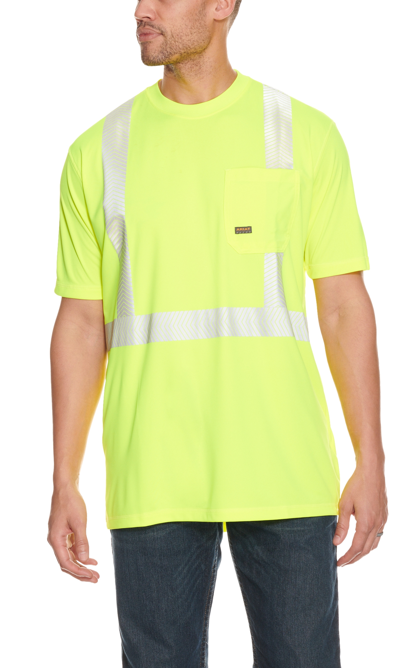 Ariat Men's Rebar Yellow Hi-Vis ANSI Short Sleeve Work T-Shirt - Image 1