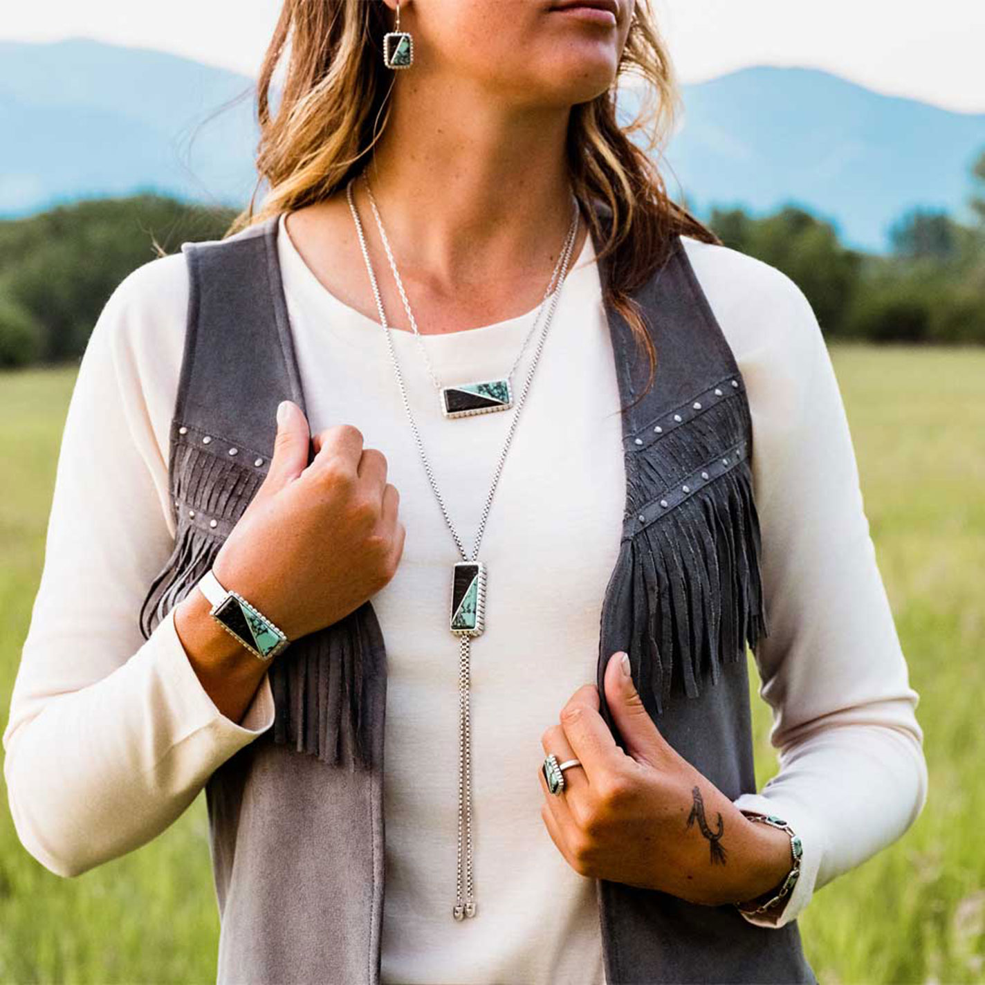 Montana Silversmiths Silver Double Essence Stone Necklace - Image 1