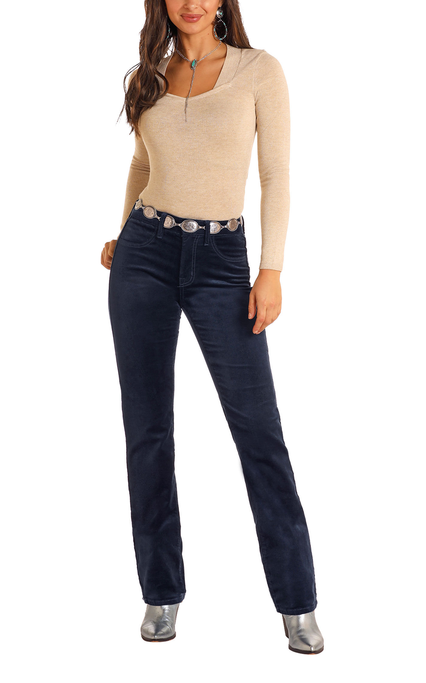Rock & Roll Denim Women's Blue Velvet Bargain Modest Boot Jeans - Image 1