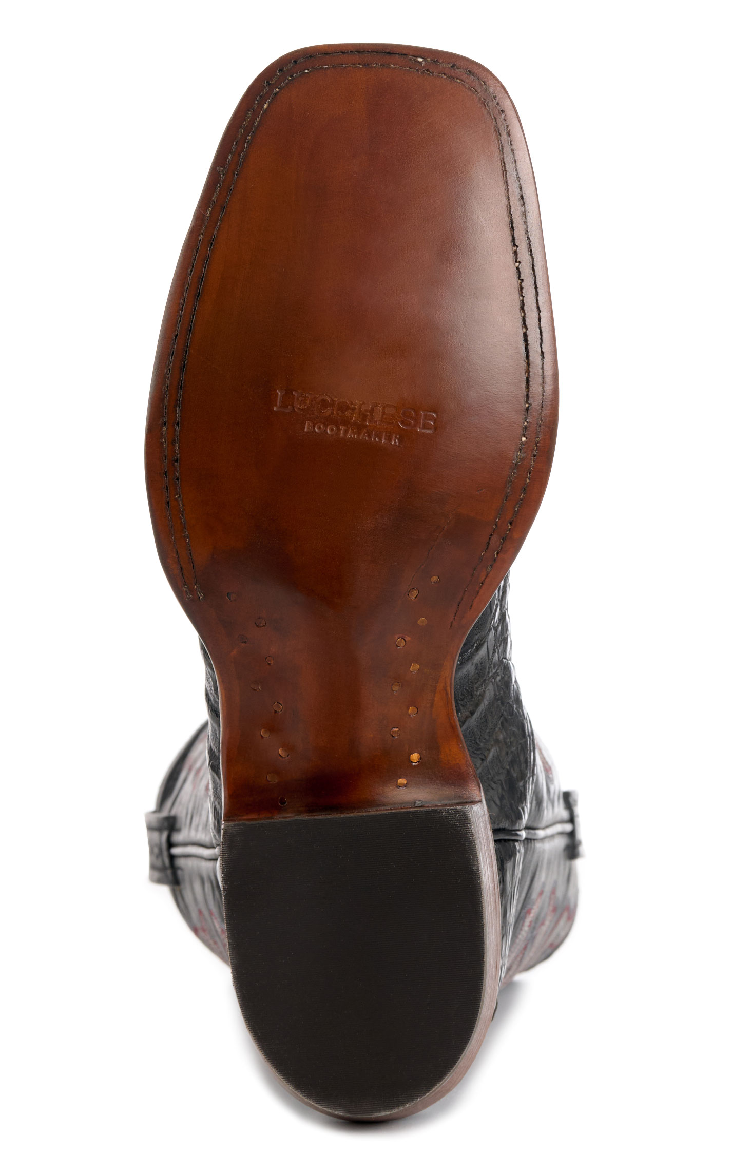 Lucchese Men's Black Fisher Hornback Caiman Leather Wide Square Toe Boots  - Image 1