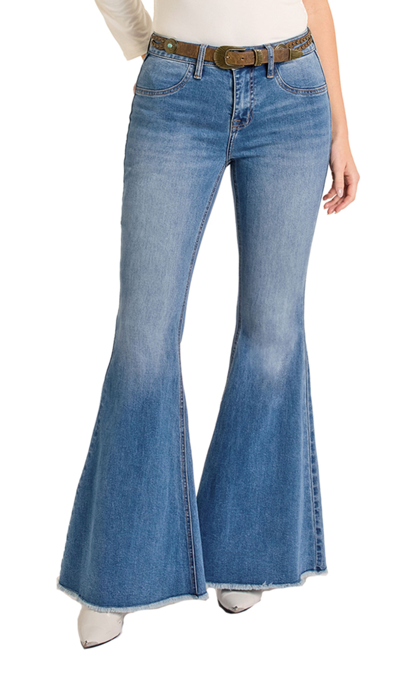 Rock & Roll Denim Women's Medium Wash Bell Bottom Jeans - Image 1