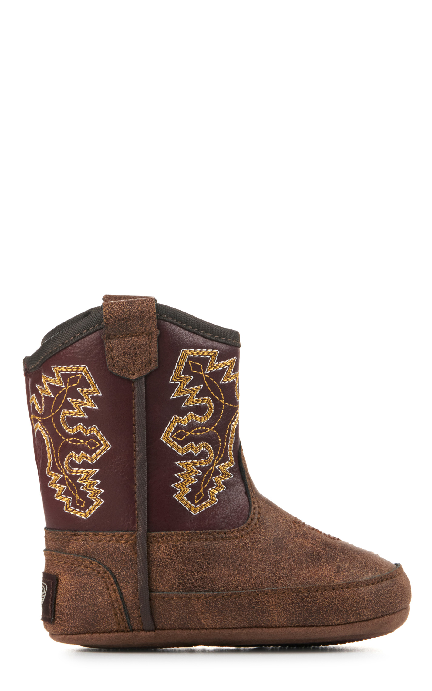 Twister Infant Blake Baby Bucker Tan and Maroon Western Booties - Image 1