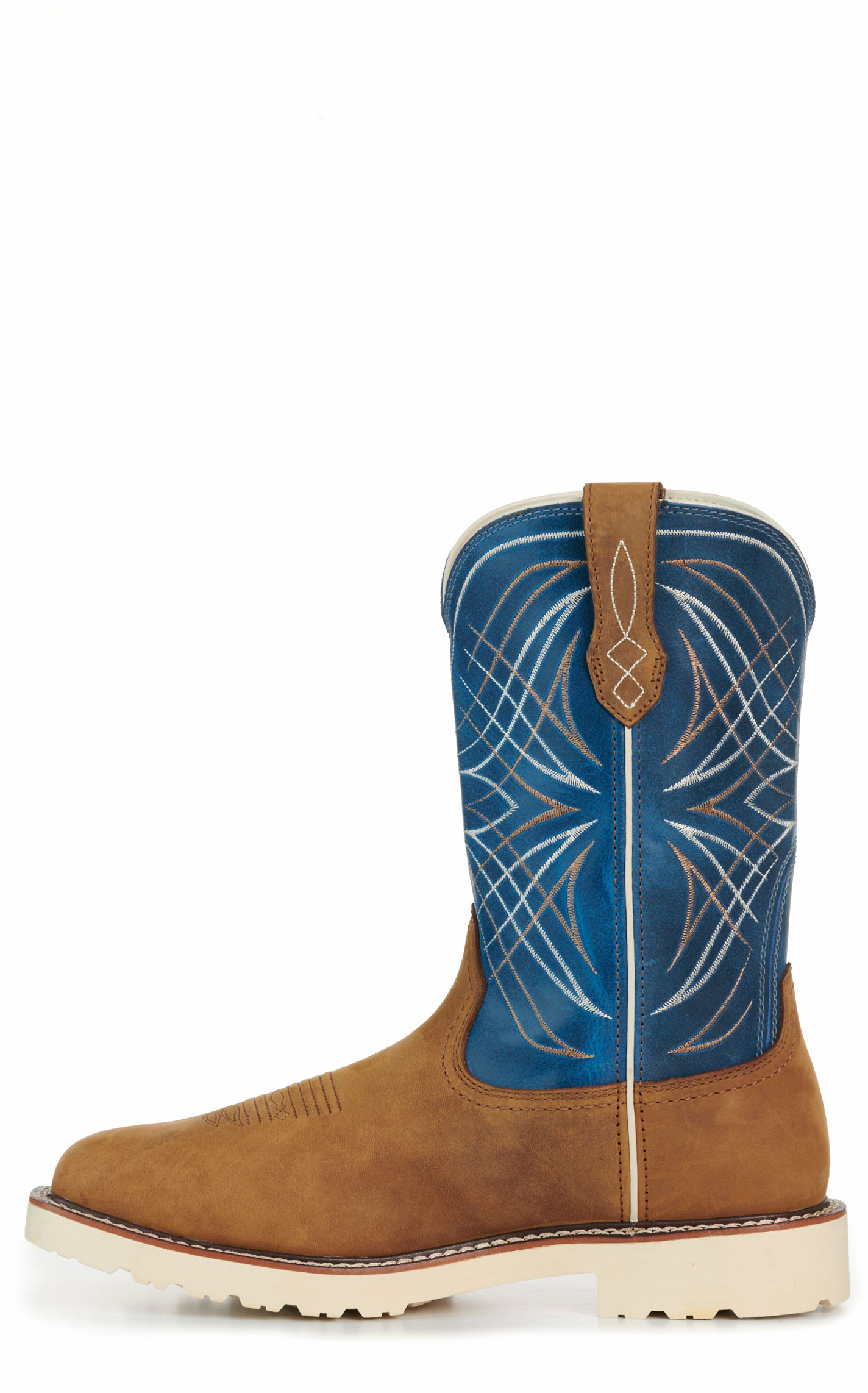 Ariat Men’s Activator Brown and Blue Waterproof Wide Square Steel Toe Work Boots - Image 1