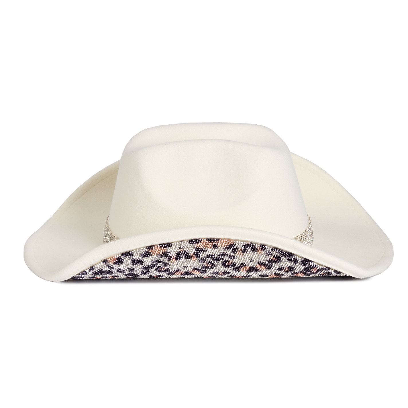Girlie Girl Originals Women's Ivory Leopard Bling Wool Cowboy Hat - Image 1