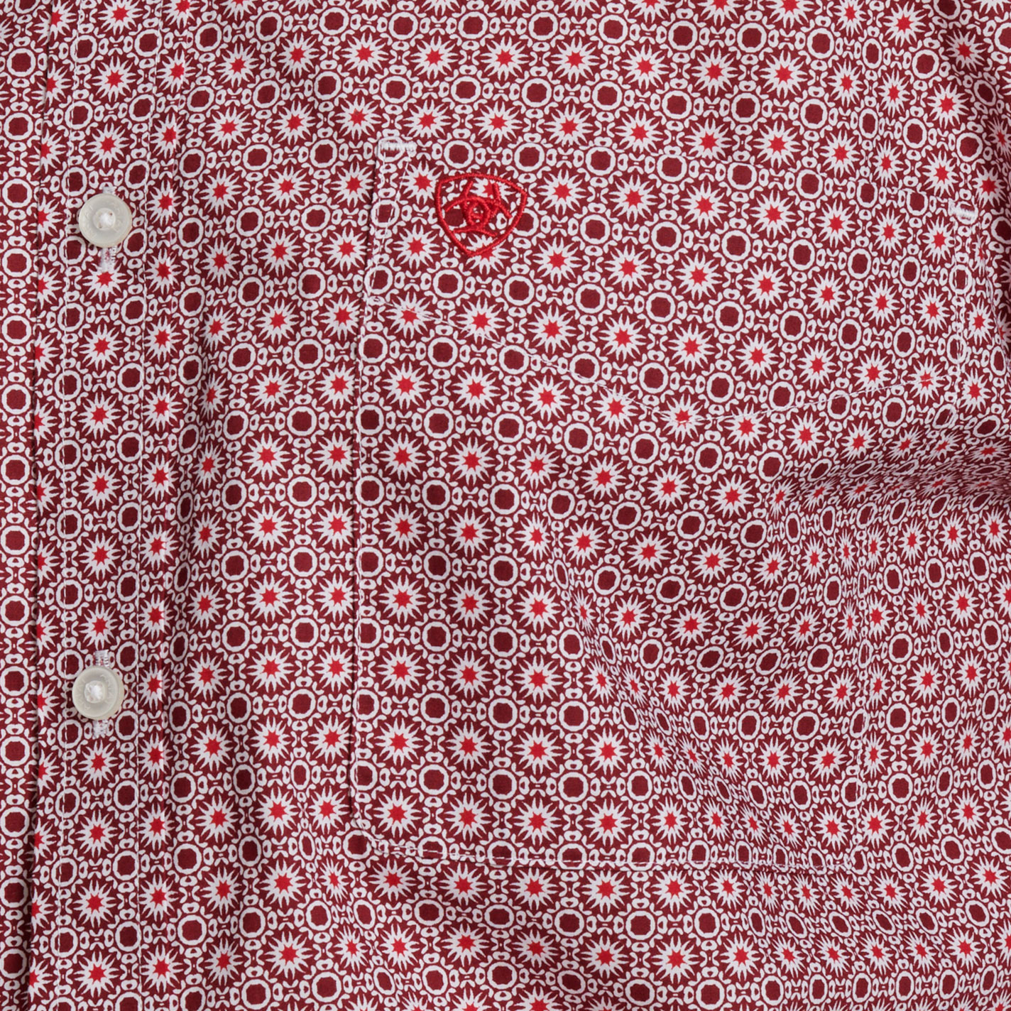Ariat Men's Wooster Maroon Geo Western Shirt - Image 1