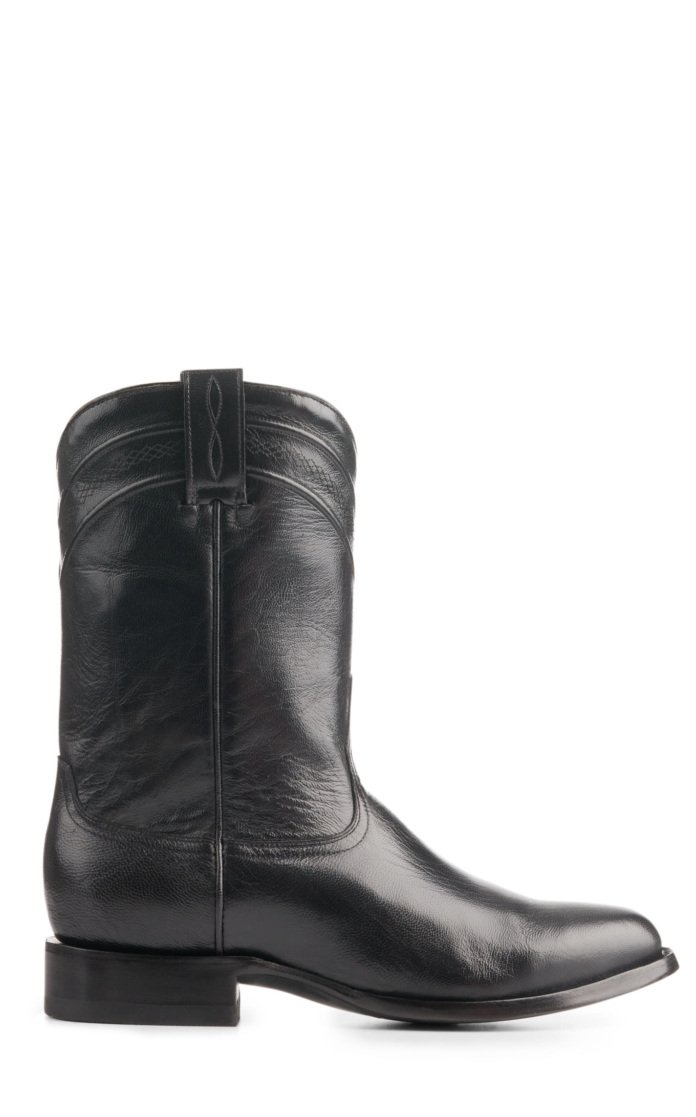 JRC & Sons Men's Kingston Domingo Goat Leather Round Toe Roper Boot in Black - Image 1