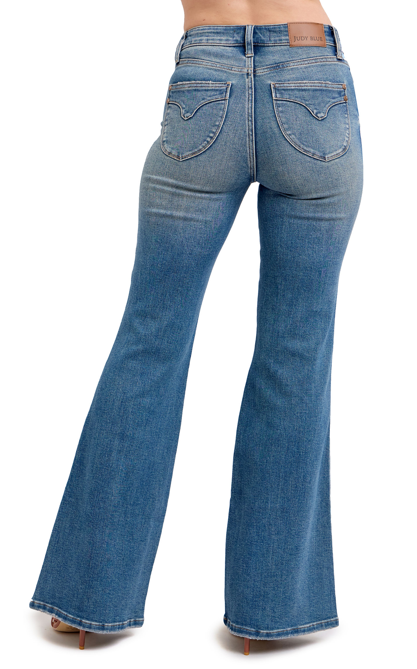 Judy Blue Women's Light Wash Mid Rise Tummy Control Vintage Flare Jeans - Plus Size - Image 1