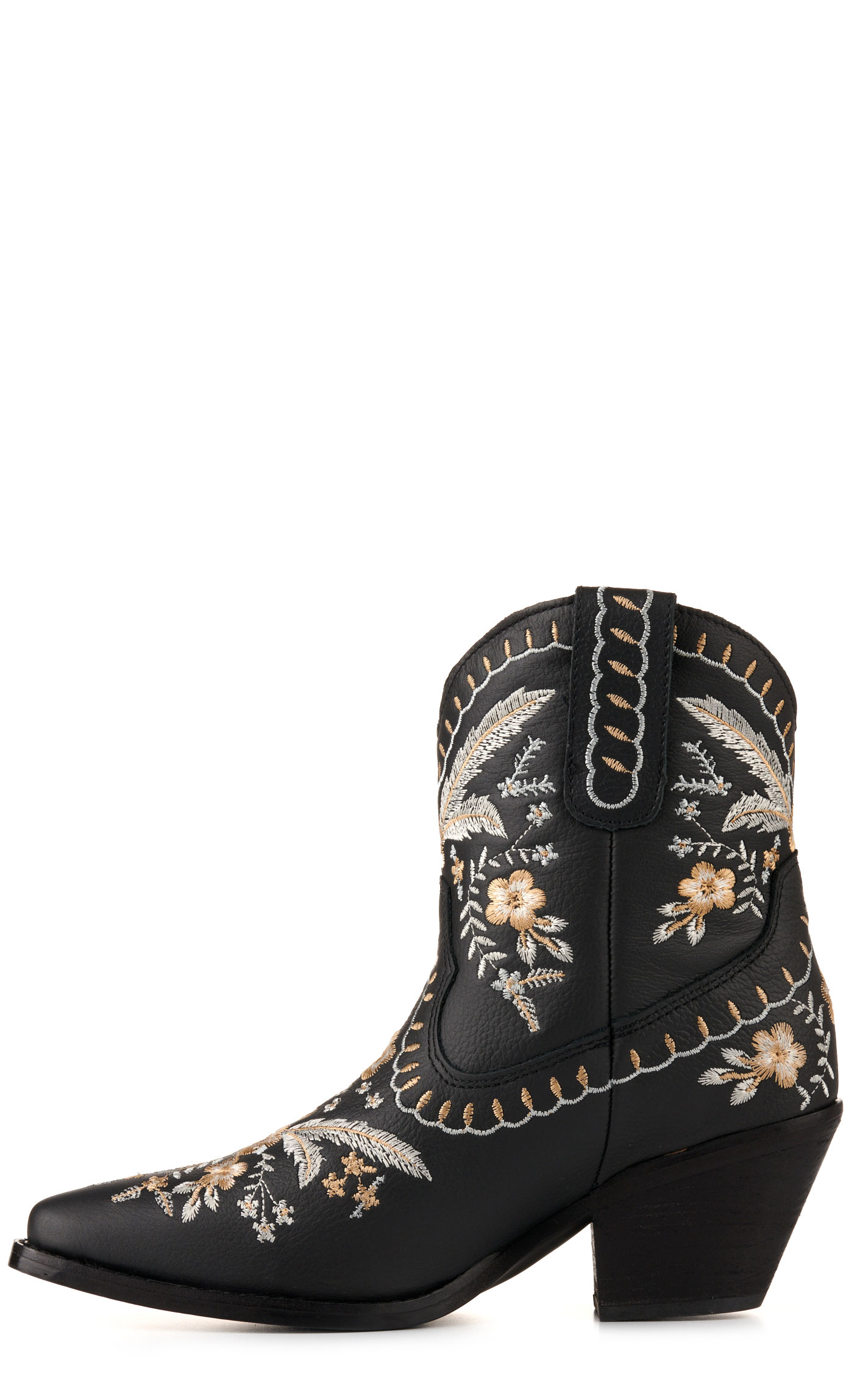Dingo Women's Primrose Black with Floral Embroidery Snip Toe Booties - Image 1