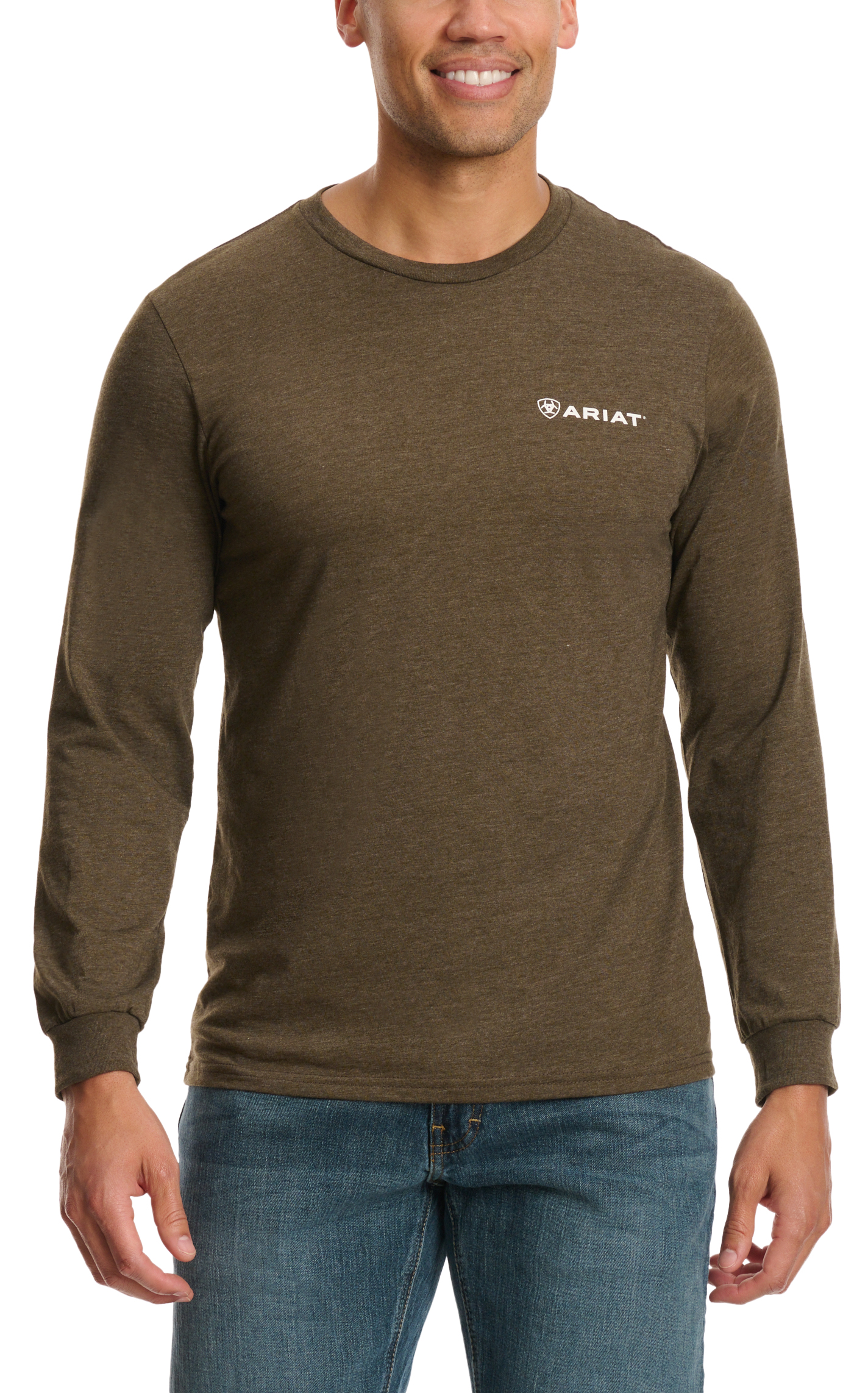 Ariat Men's Brown Heather & White Logo Graphic T-Shirt - Image 1