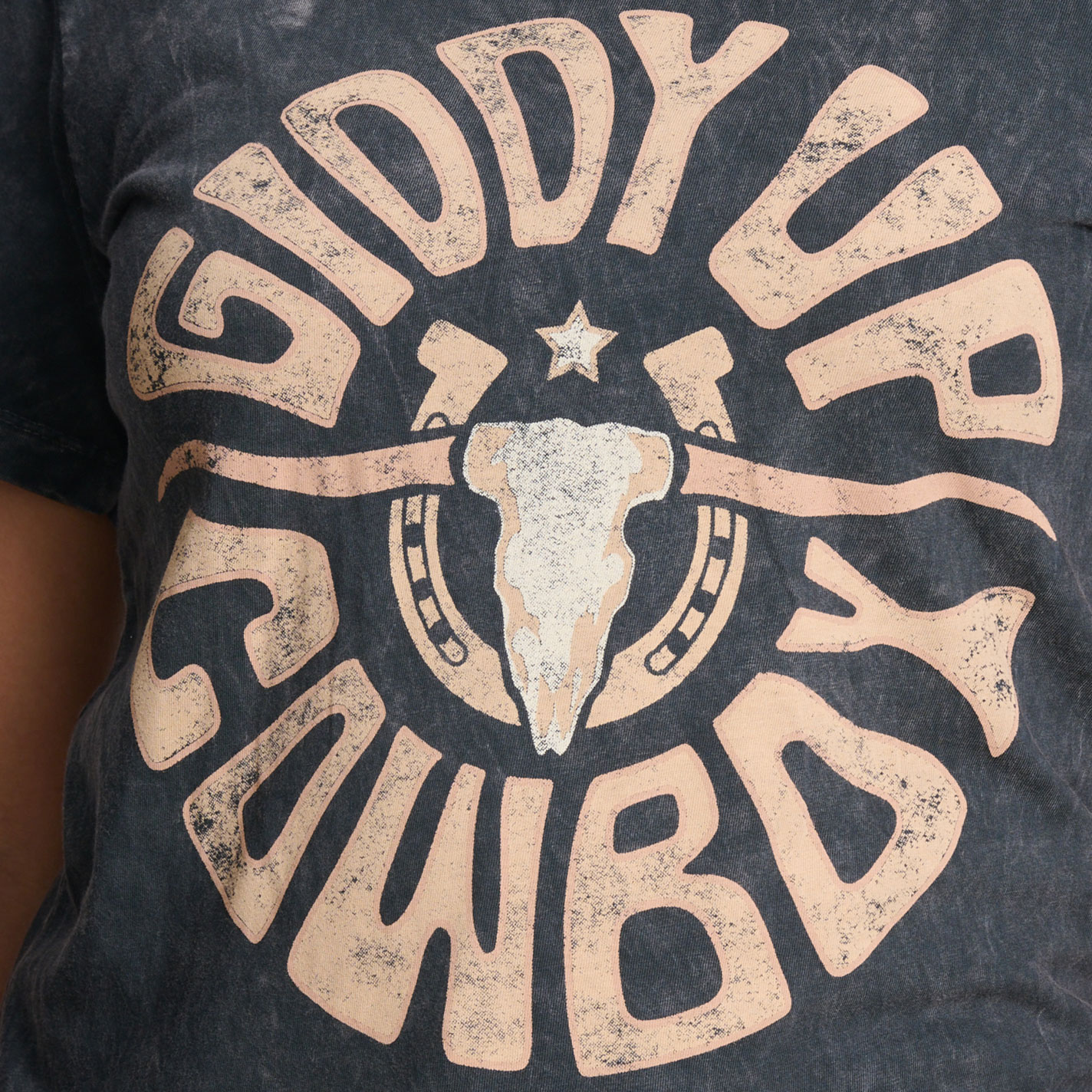 Lotus Fashion Women's Black Giddy Up Graphic T-Shirt - Image 1